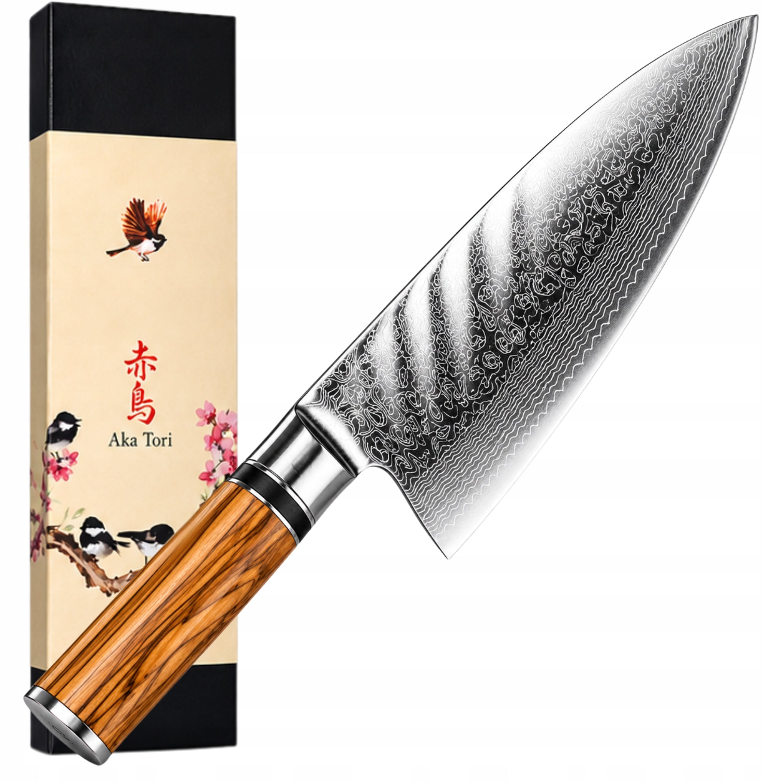 Kitchen Knife Japanese Chef Damascus Steel Sharp Aka Tori 15cm Packaging status original
