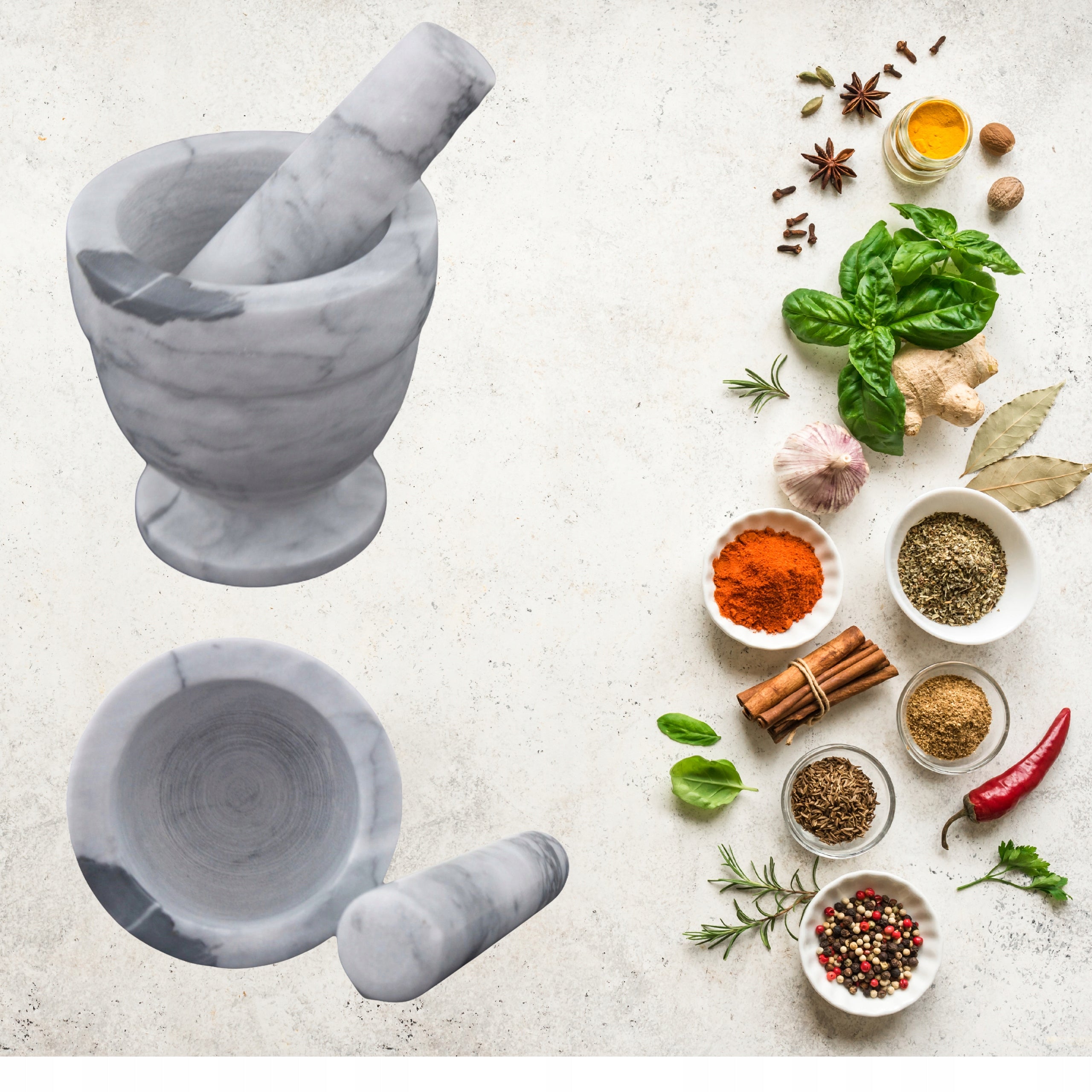 Kitchen Medicine Spice Mortar Large Mortar with GRANITE Pestle Packaging status original