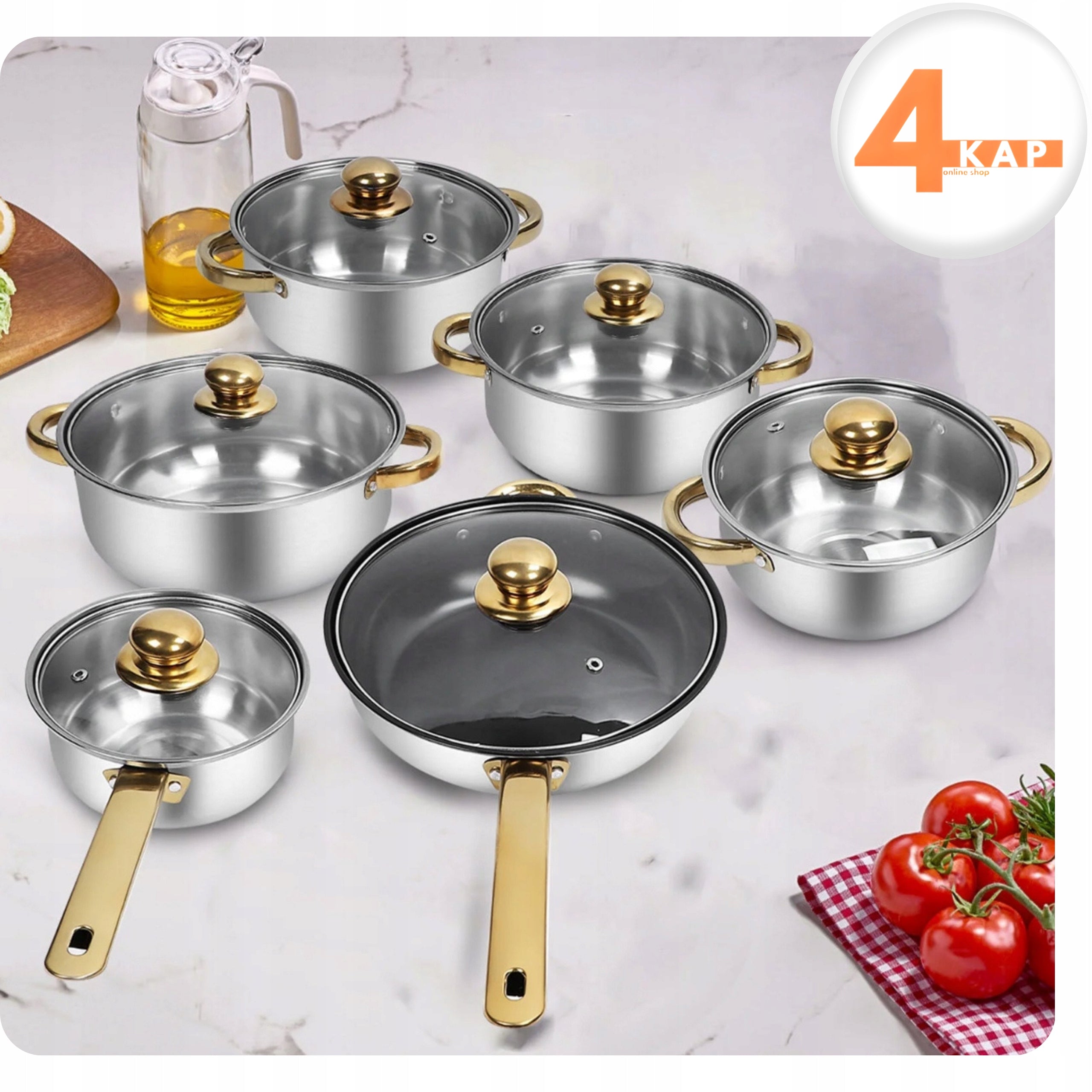 Kitchen Pot Set of 12 Elem. Gas Indication Pan + Lids Manufacturer code RTOR336