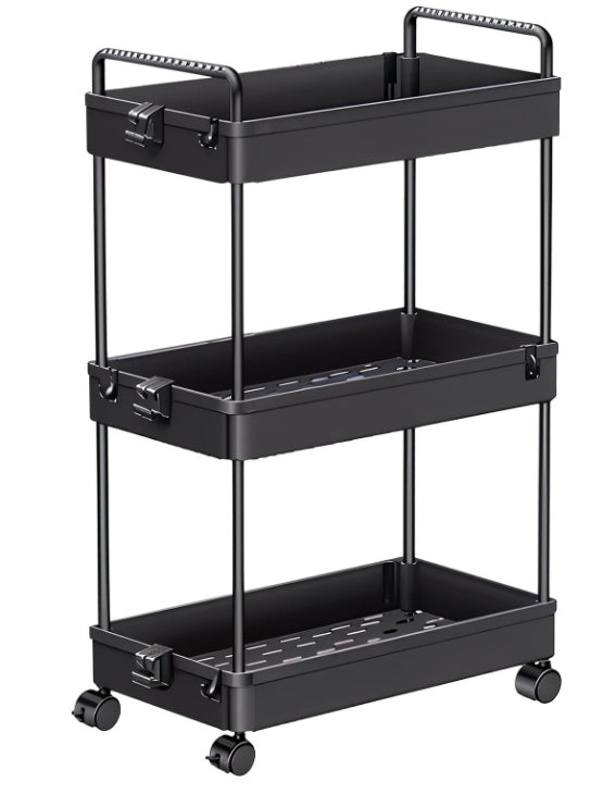 Kitchen Rack On Wheels Stroller Bar Black For Bathroom Organizer D29