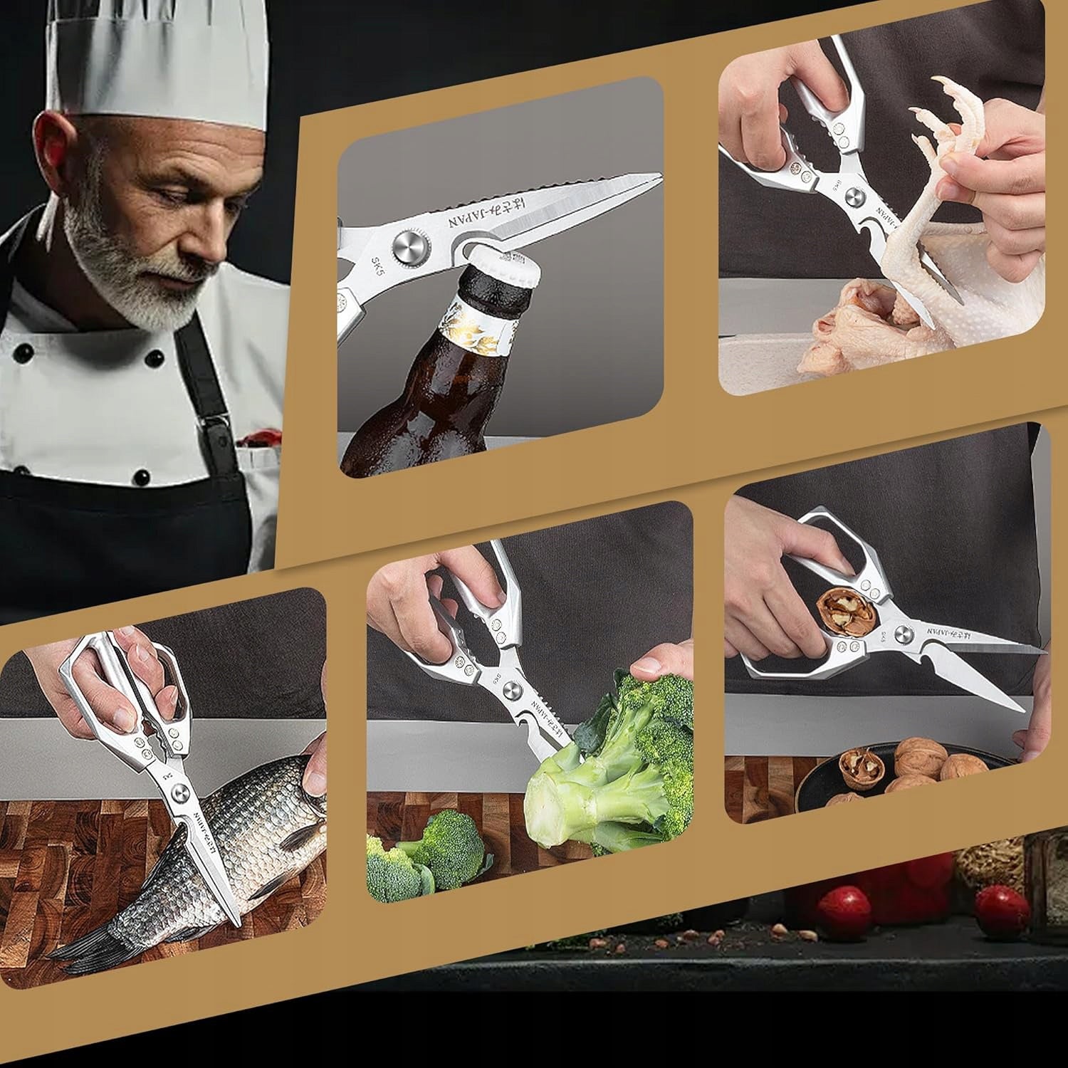 Kitchen Scissors Meat Cutting Steel Chicken Fish Length 23 cm