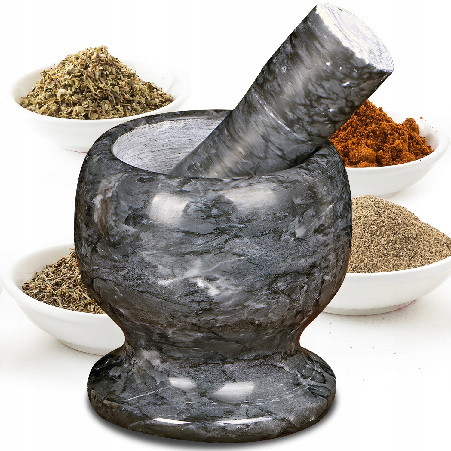 Kitchen Stone Mortar with Herb Pestle Spice Marble Heavy Brand no brand