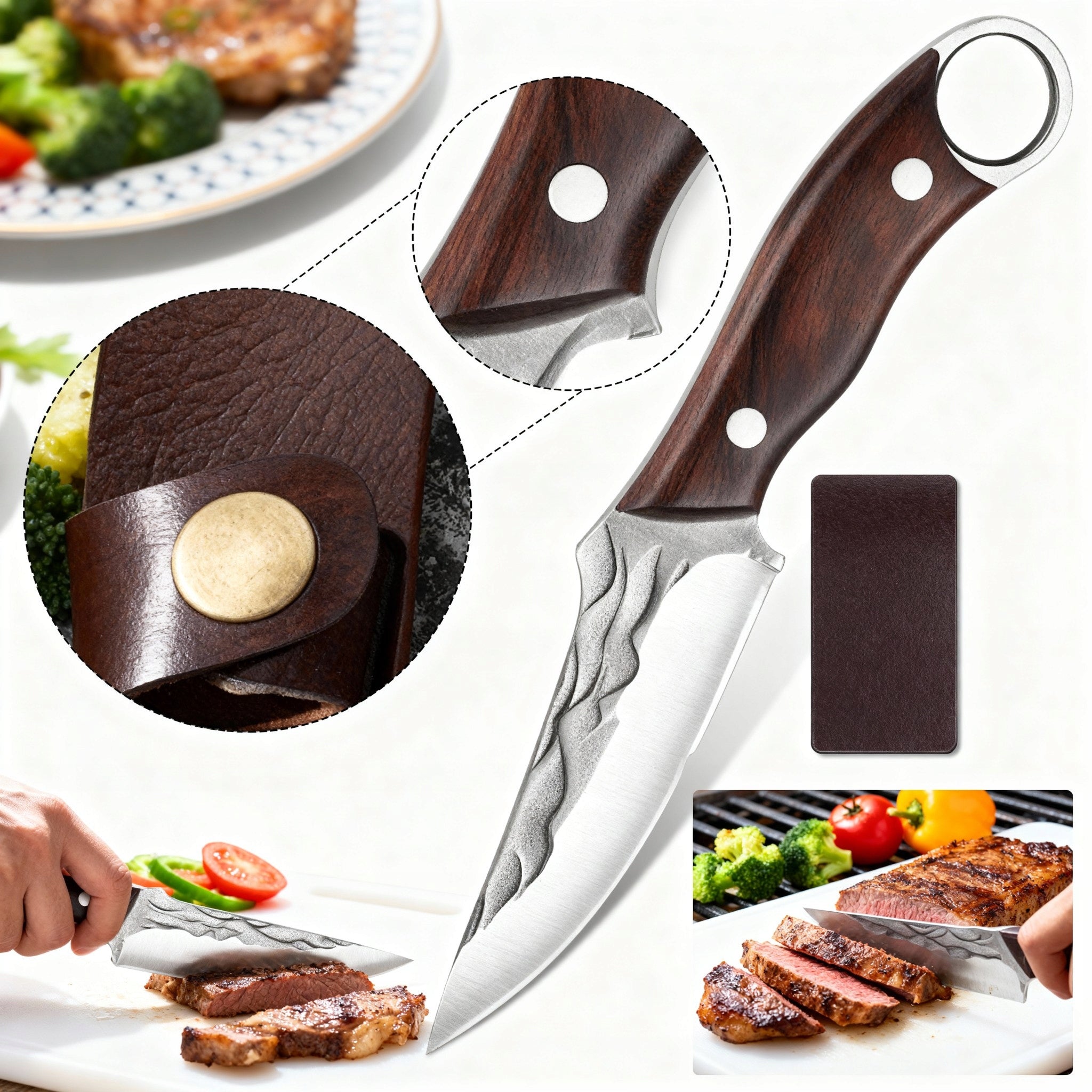 Kitchen and survival knife Viking 22,4 cm steel 4Cr13MOV wood EKW1076