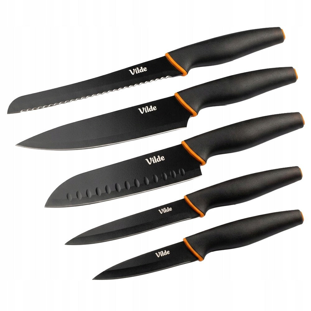 Kitchen knives black set of kitchen knives for cutting VILDE 5 el. Brand Vilde