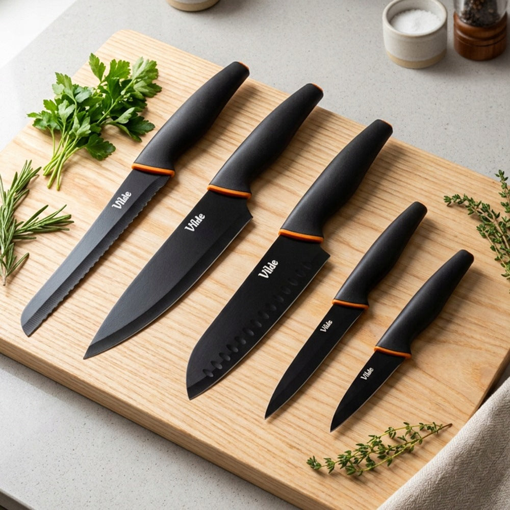 Kitchen knives black set of kitchen knives for cutting VILDE 5 el. Packaging status original