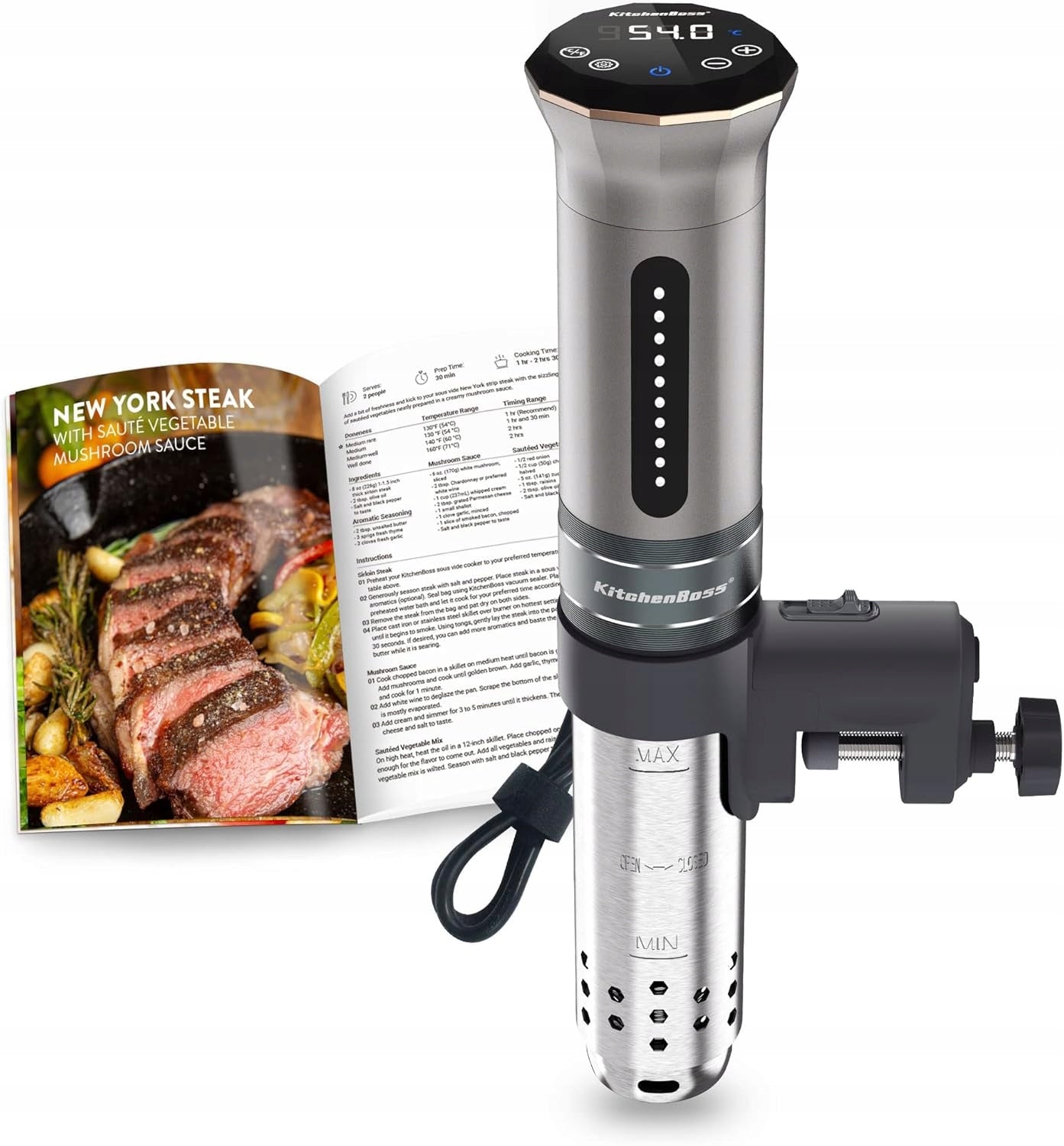 KitchenBoss KG300SDE sous vide machine, silver, 1100 W