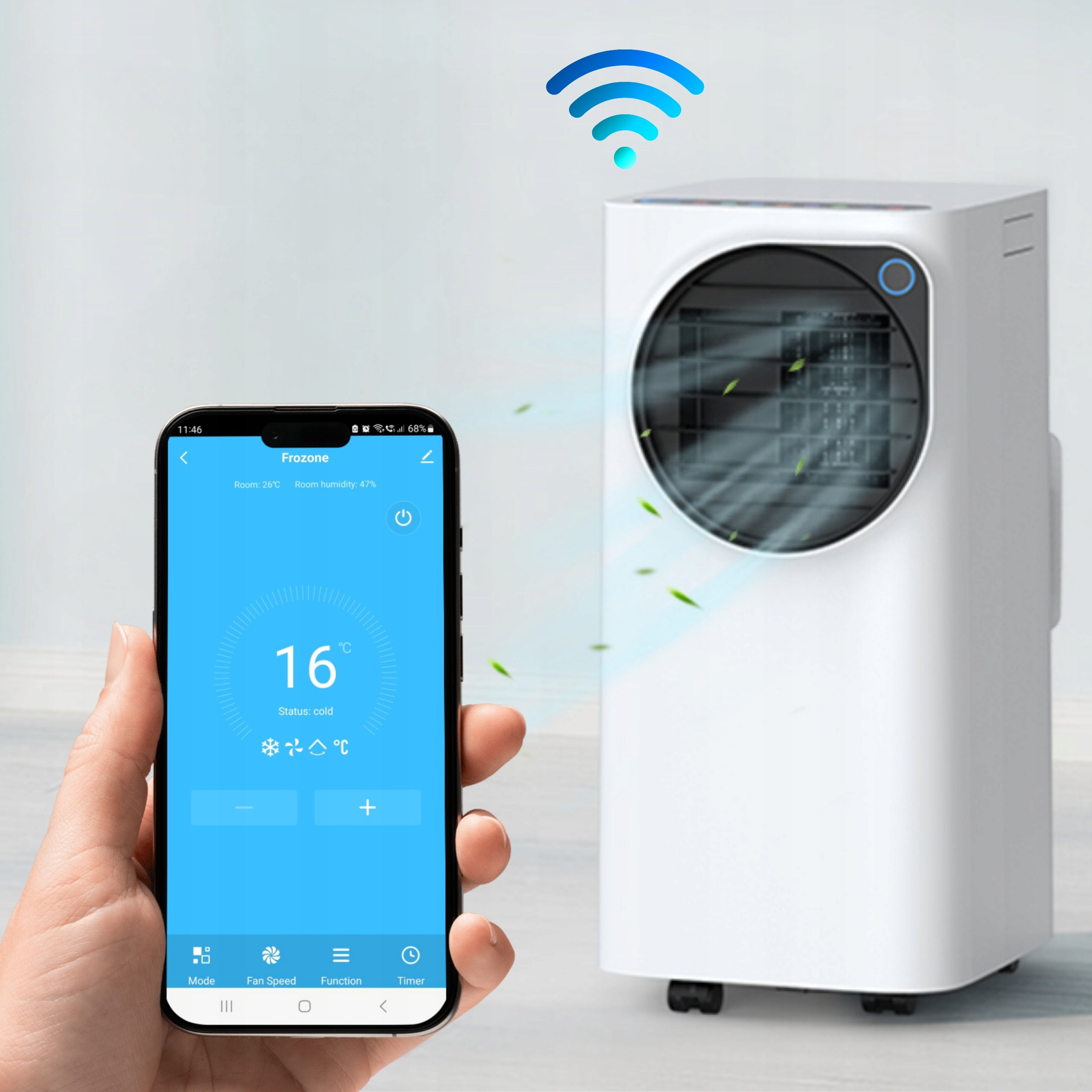 Klimatyzator przenośny 4w1 FROZONE 3,3kW 35m2 Osuszacz +WiFi +Pompa ciepła Marka Thermeco