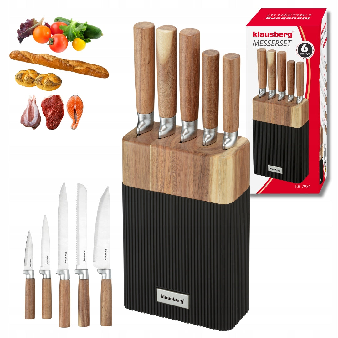 Knives Set of Knives 6 el. stand acacia, wooden handles KLAUSBERG KB-7981
