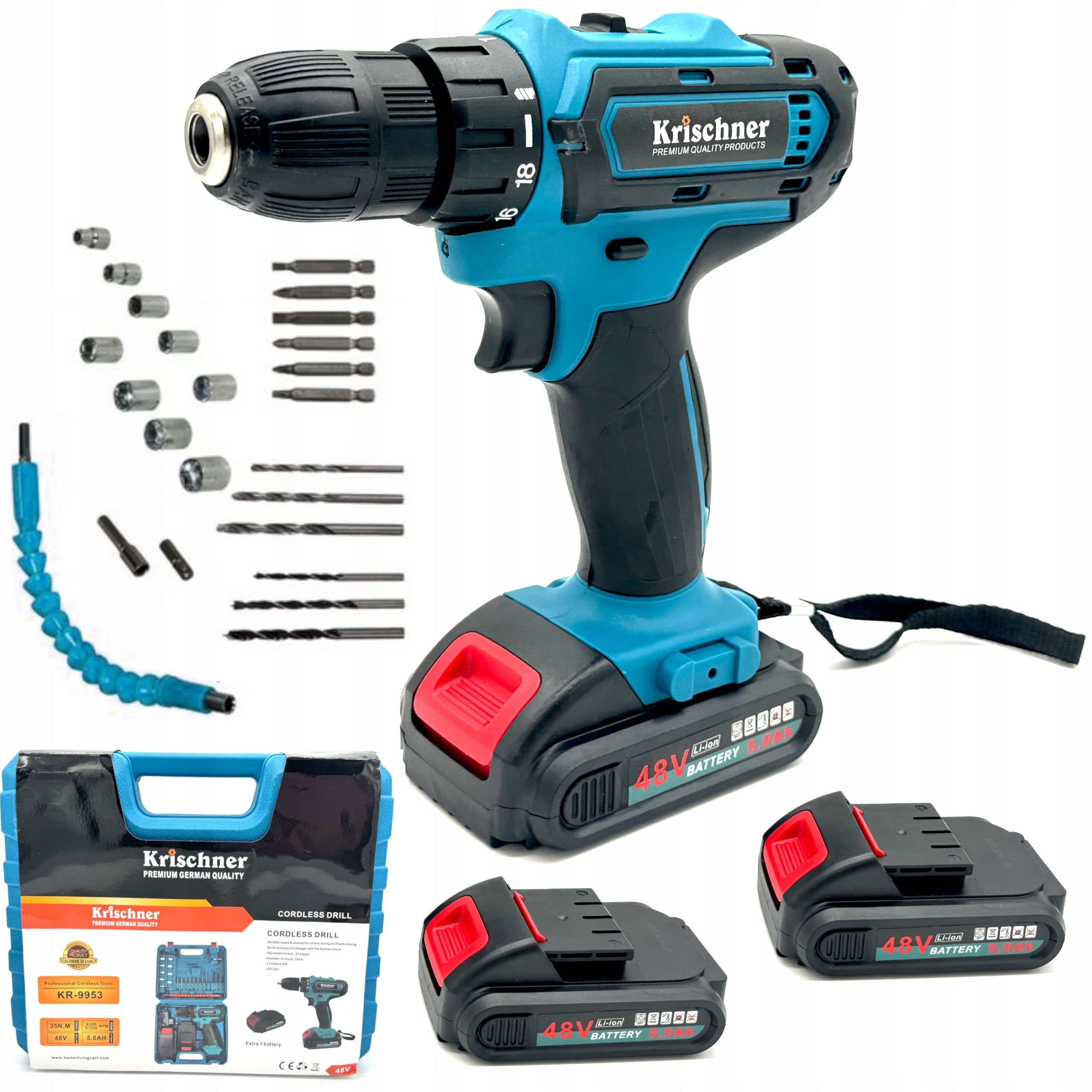 Krischner 48V Cordless Drill Brushless + Drill Case