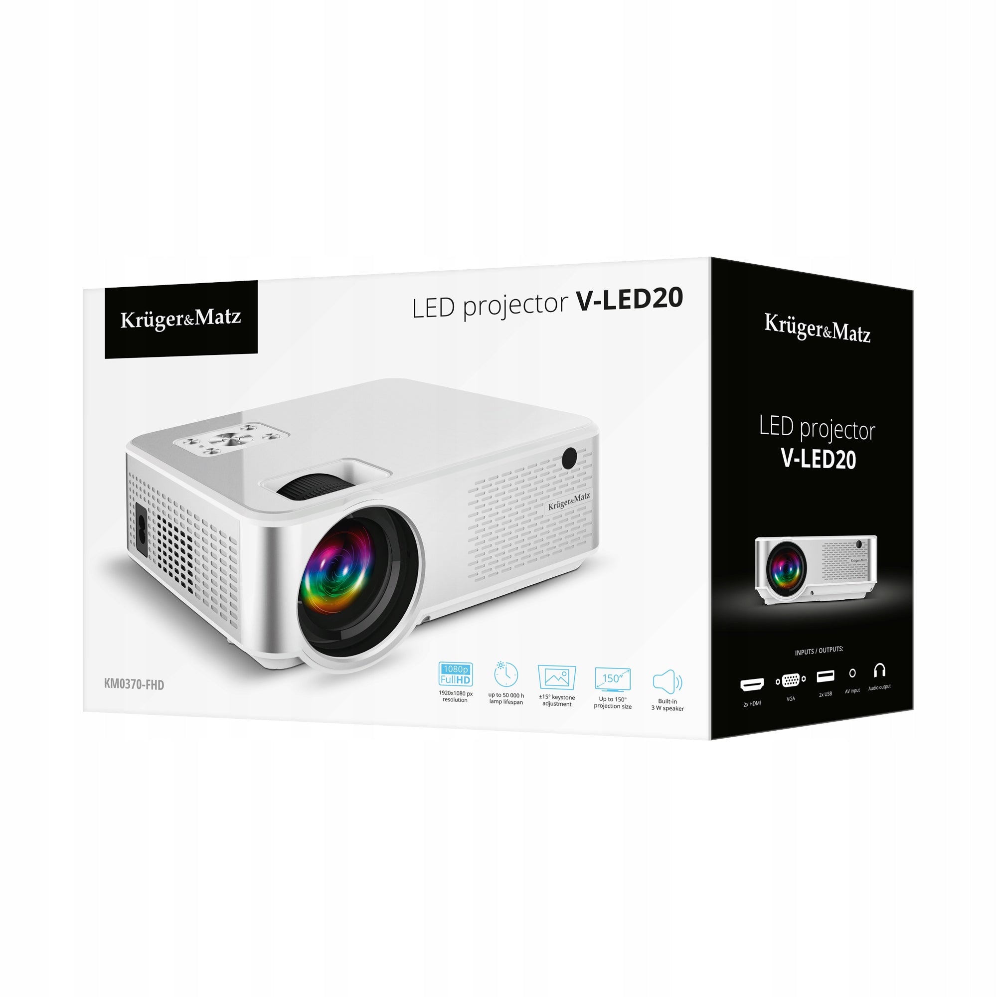 Kruger&Matz V-LED20 Projector Remote Control LED FulHD Speaker Bag