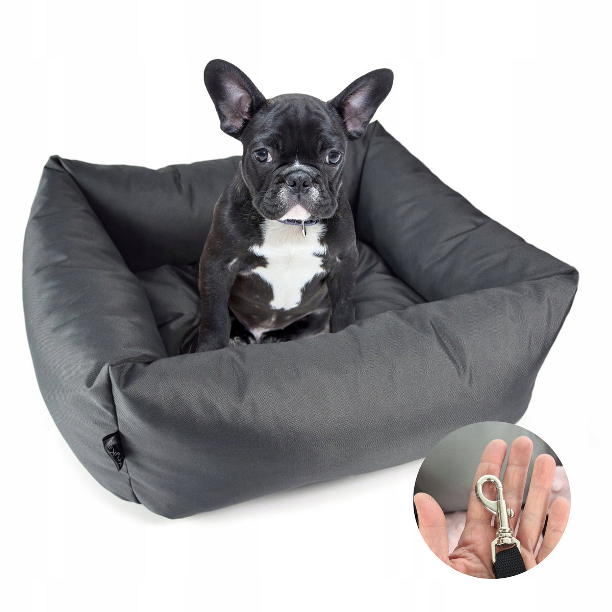 KryKas Dog Car Seat -TRANSPORTER for Car Silver Line -Graphite