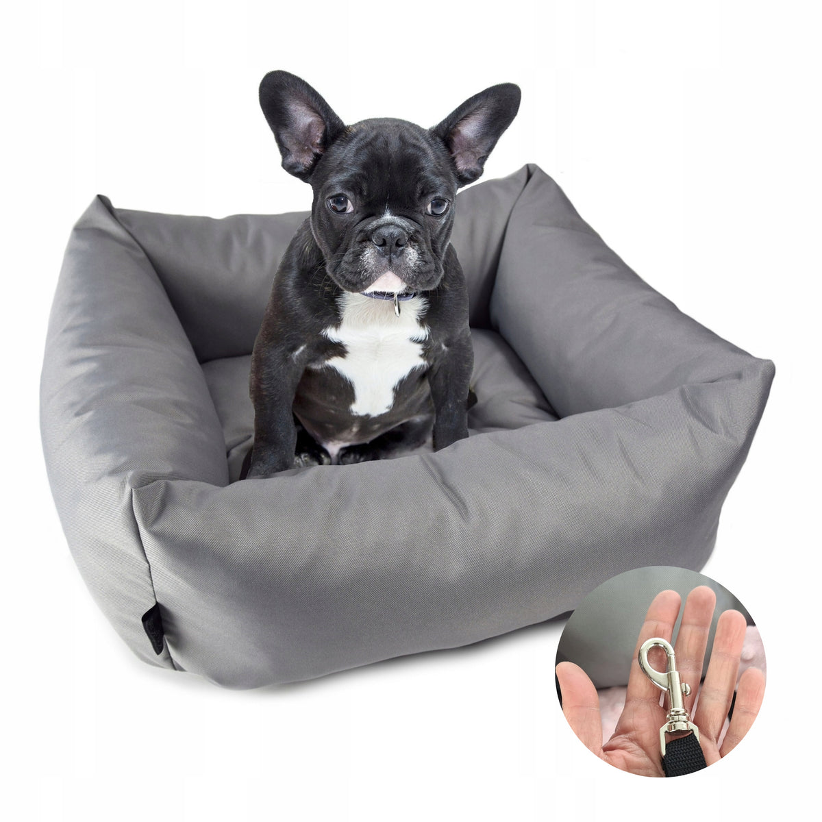 KryKas Dog Car Seat - TRANSPORTER for Car Silver Line - Grey