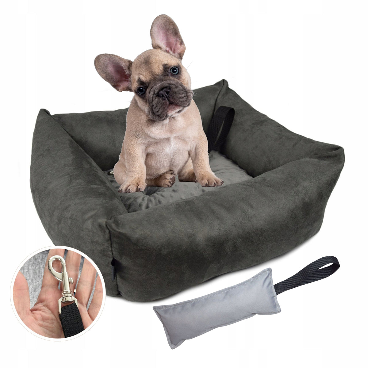 KryKas Dog car seat - PREMIUM minky - with leash + FREEBIE