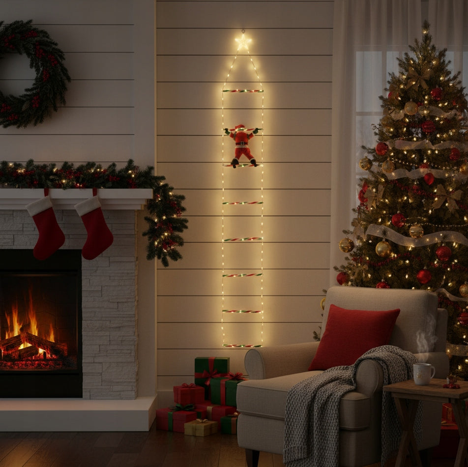 LADDER WITH SANTA CLAUS 124 LED 200cm CHRISTMAS DECORATION INSIDE/OUTSIDE WARM WHITE Manufacturer code 3218633