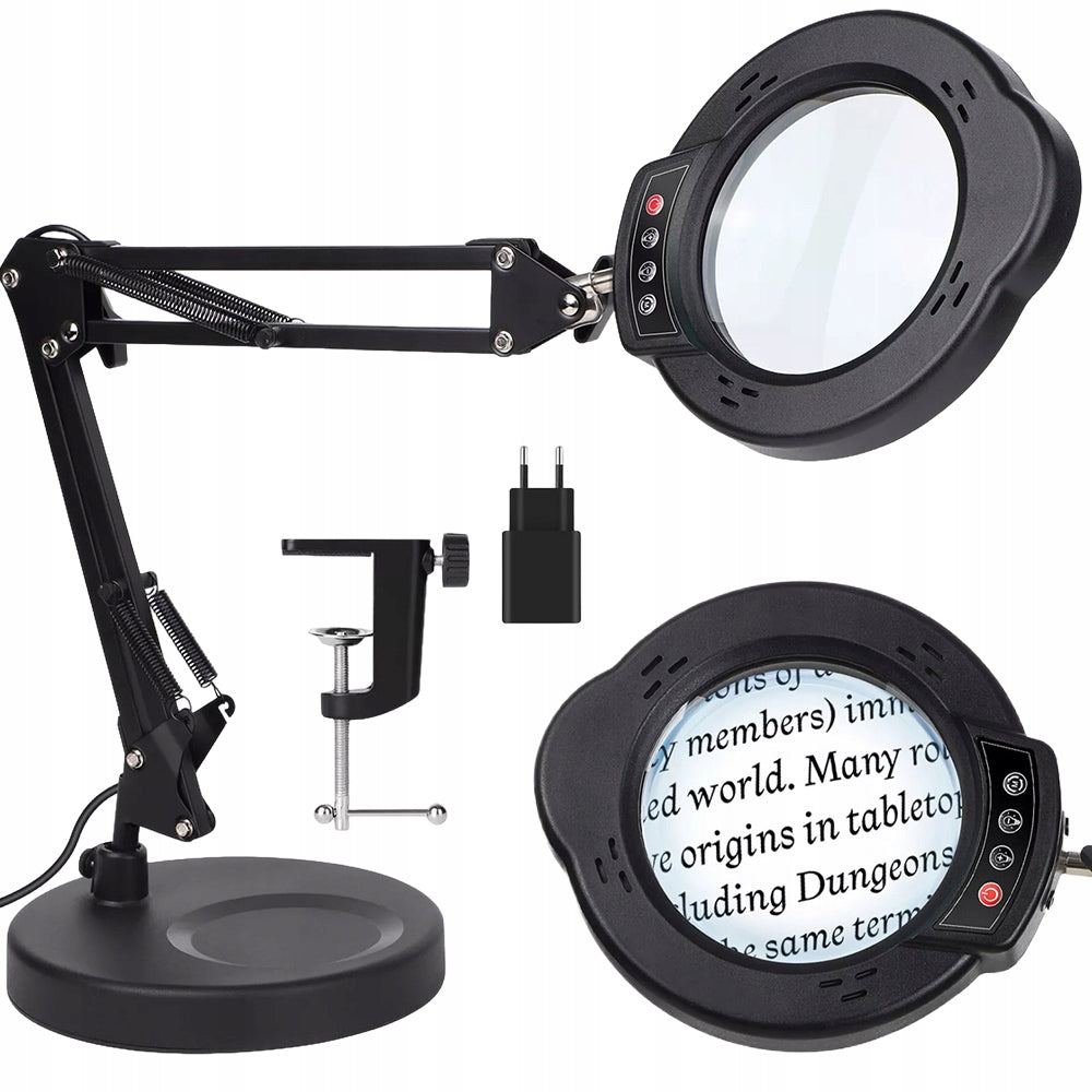 LAMP DESK LED COSMETIC LAMP BLACK 10X MAGNIFYING MAGNIFIER FOLDING
