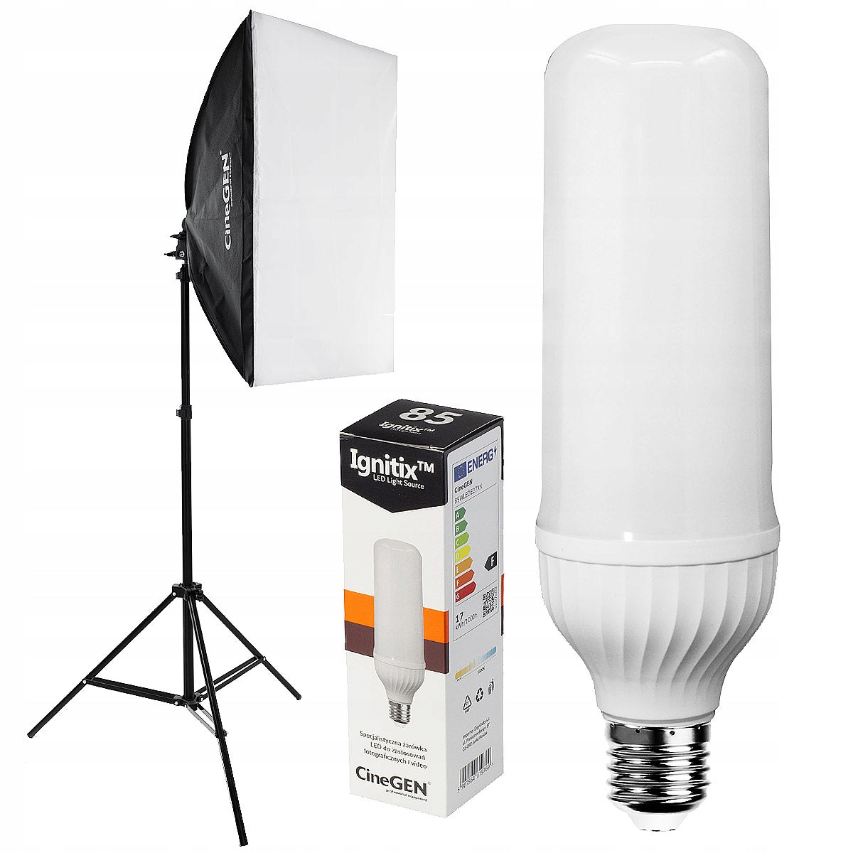 LAMP FIXED LIGHT + SOFTBOX 40x40cm 85W tripod