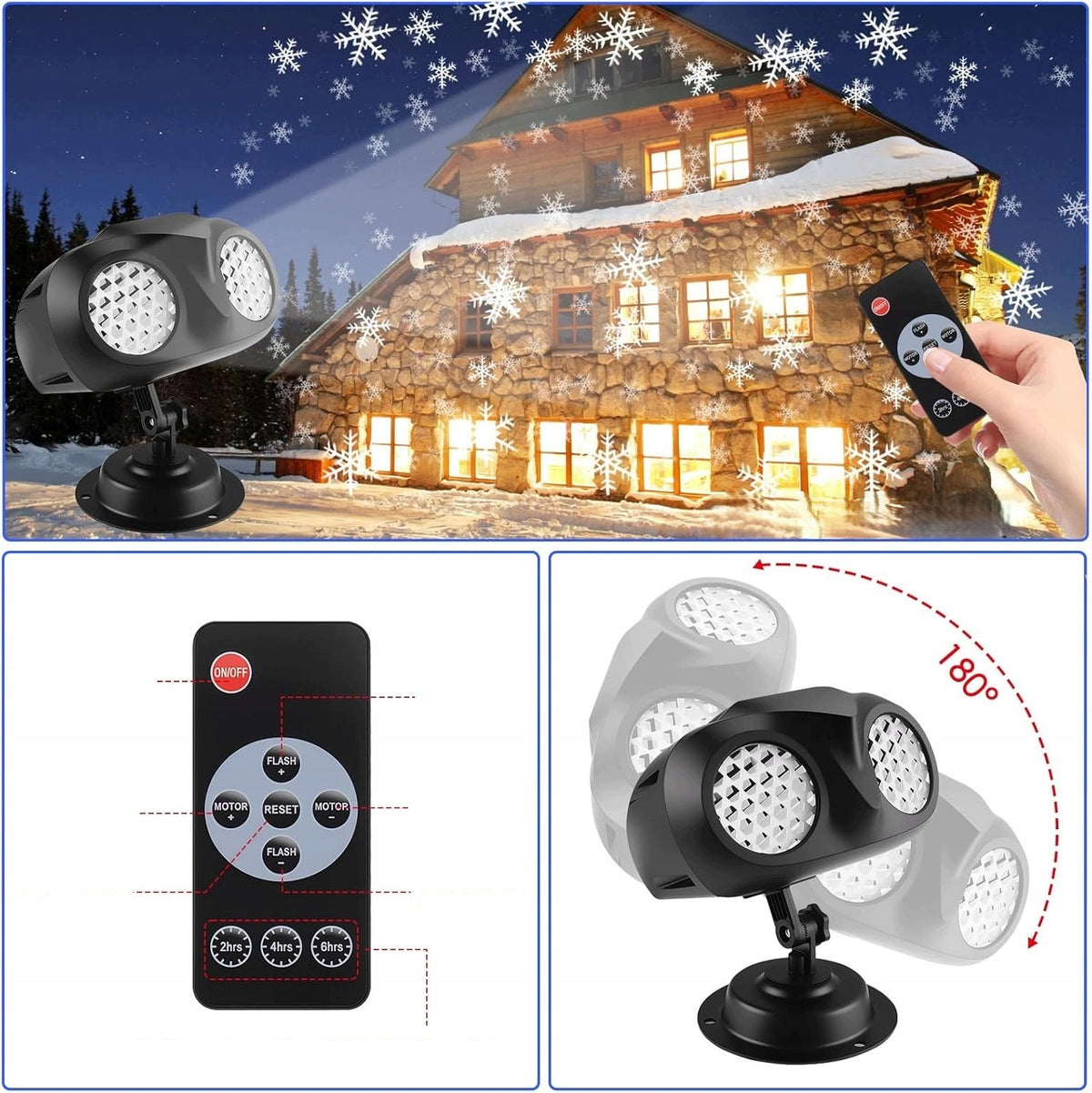 LAMP PROJECTOR SNOW LED OUTDOOR TIMER REMOTE CONTROL 9W GIFT Packaging status original