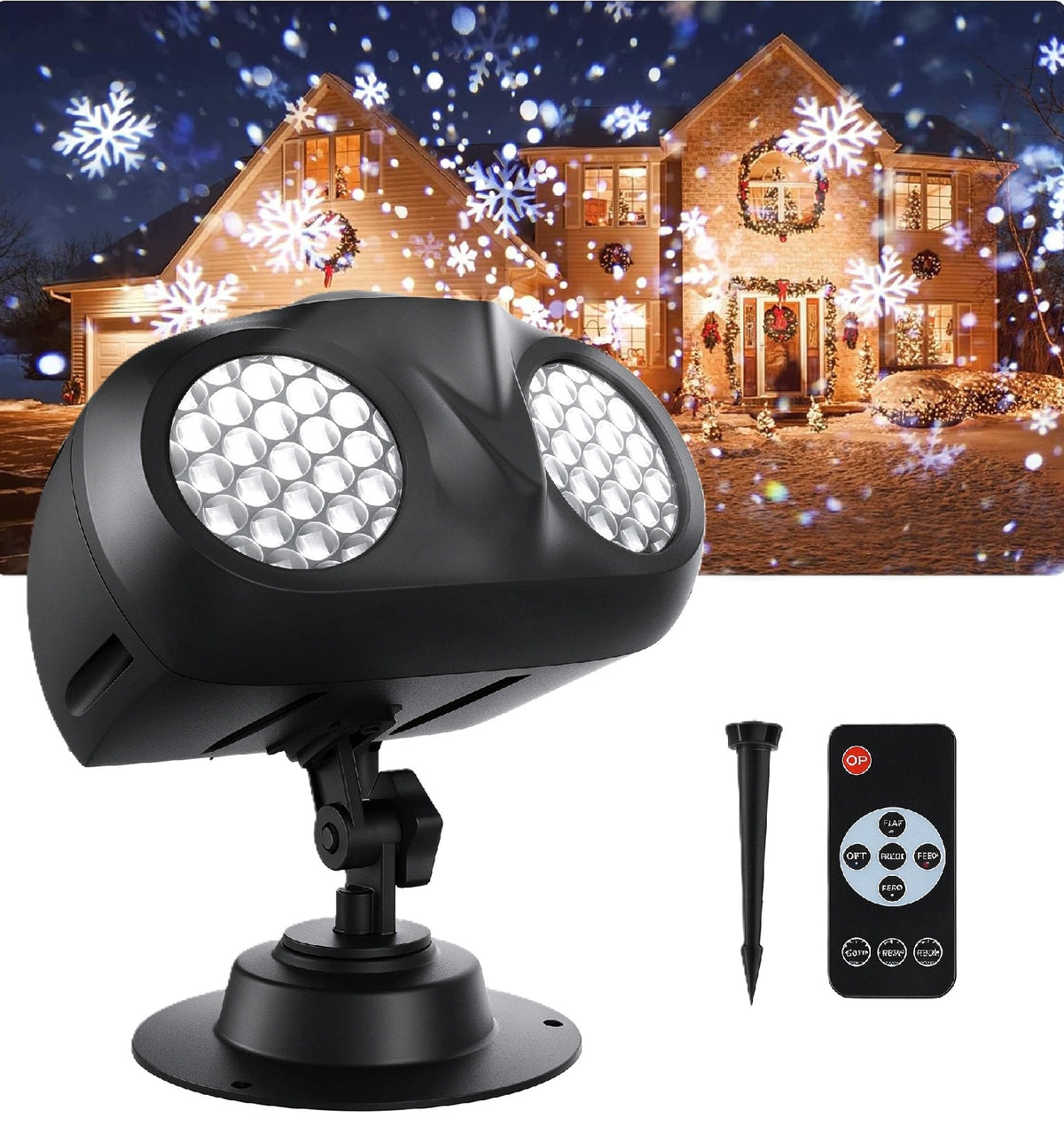 LAMP PROJECTOR SNOW LED OUTDOOR TIMER REMOTE CONTROL 9W GIFT