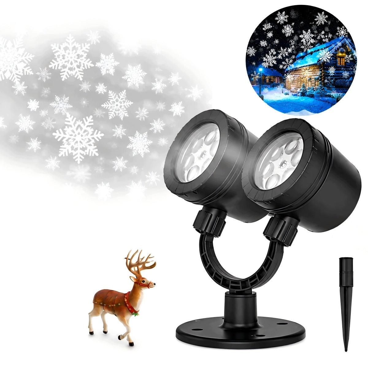 LAMP SNOWFLAKE PROJECTOR LED OUTDOOR IP65 ROTATION 360° HOLIDAY