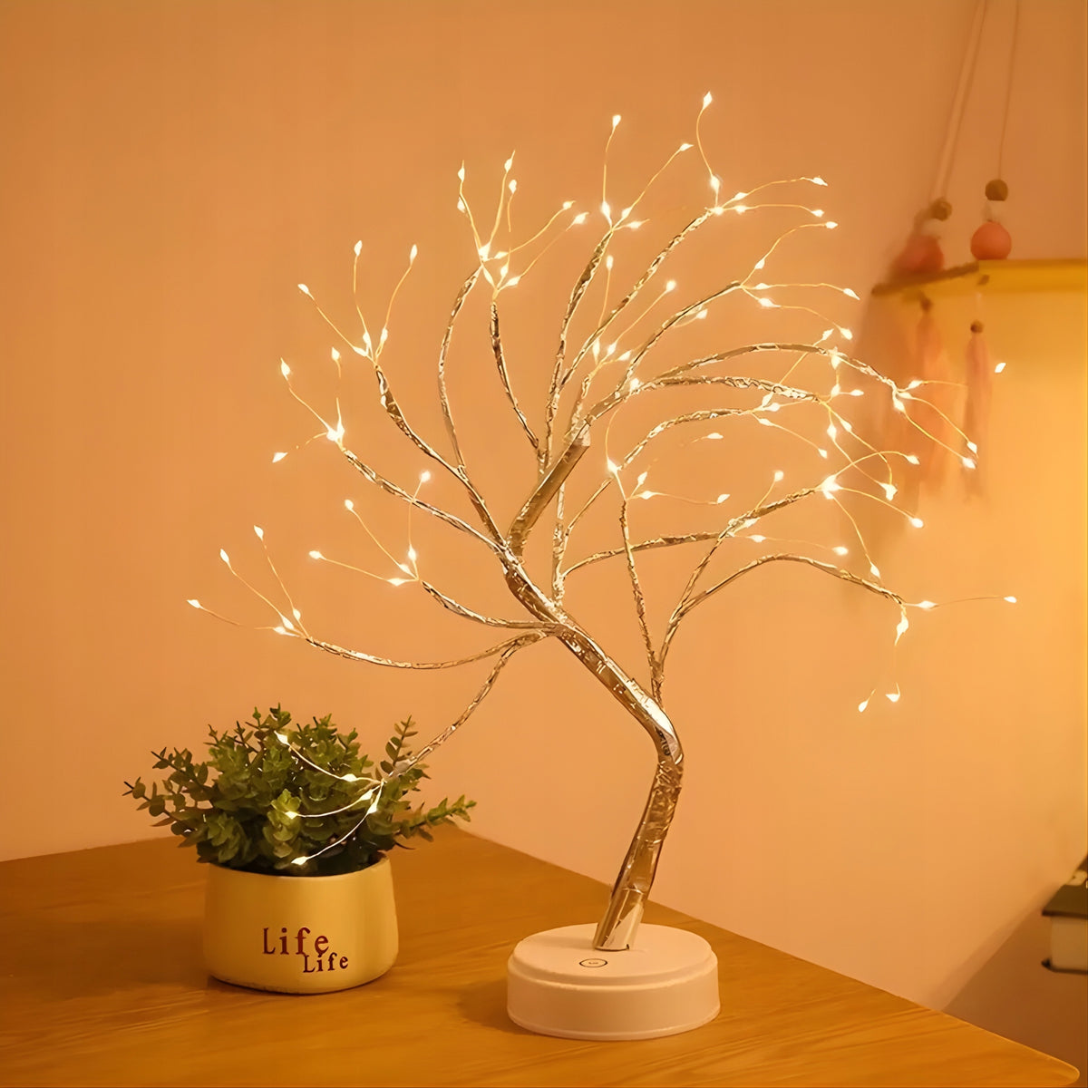 LAMP TREE BONSAI LED 50 CM SILVER CHRISTMAS TREE GLOWING USB Packaging status original