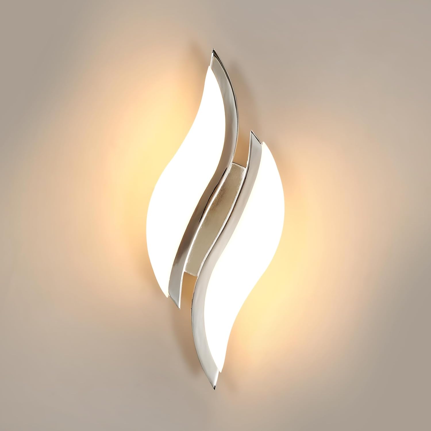 LAMPA SCIENNA CHROM KINKIET LED NOWOCZESNA DO SALONU KORYTARZ 3000K 12W