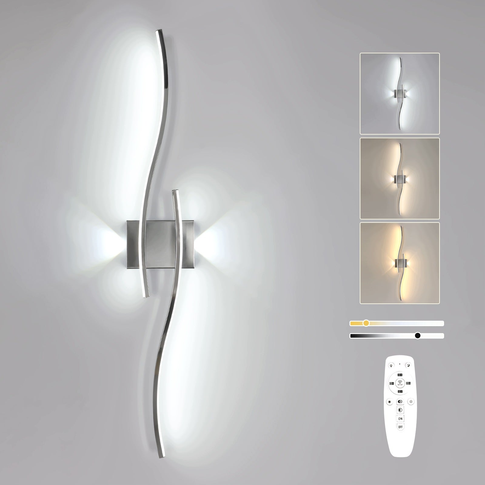 LAMPA SCIENNA CHROME KINKIET LED NOWOCZESNA DO SALONU ŚCIEMNIALNA+PILOT 29W Packaging status original