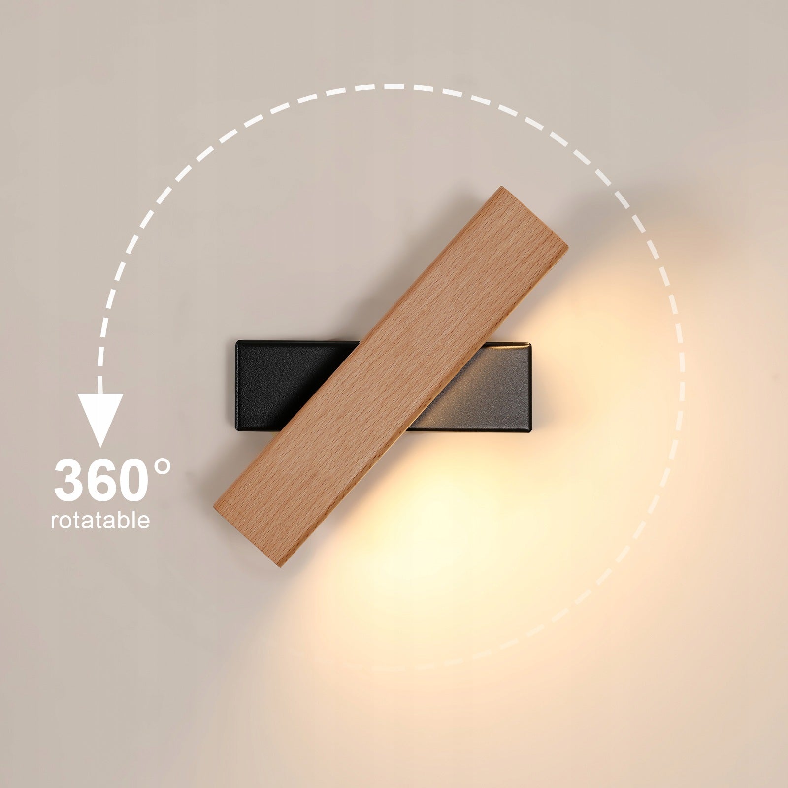 LAMPA ŚCIENNA LED 360° KINKIET CZARNA 3000K 4W DREWNO DO SALONU KREATYWNA Manufacturer code 30821102