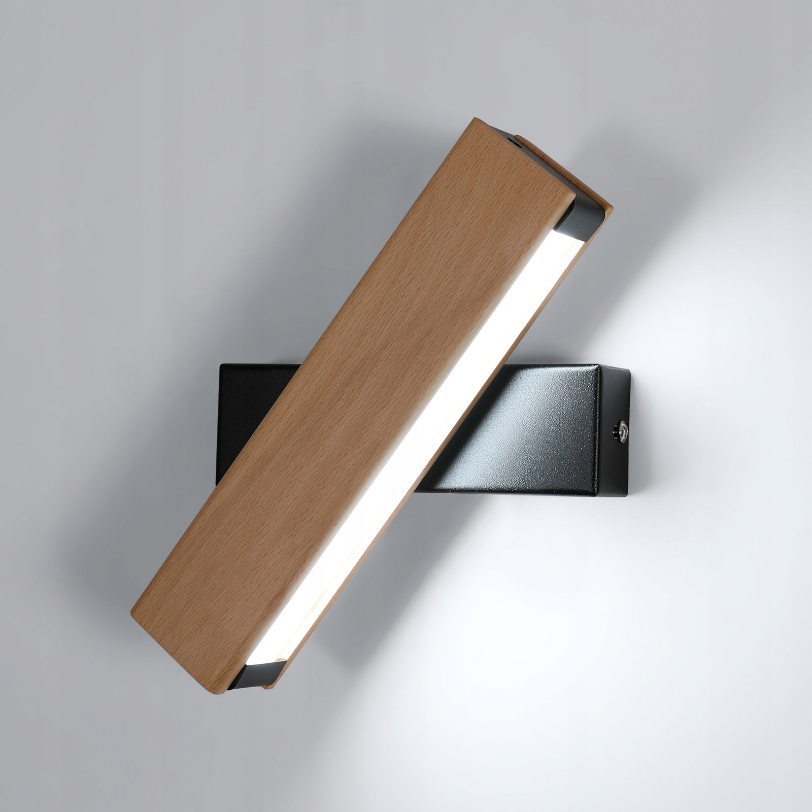 LAMPA SCIENNA LED KINKIET CZARNA OBROTOWY DREWNO DO SYPIALNI 6500K 4W