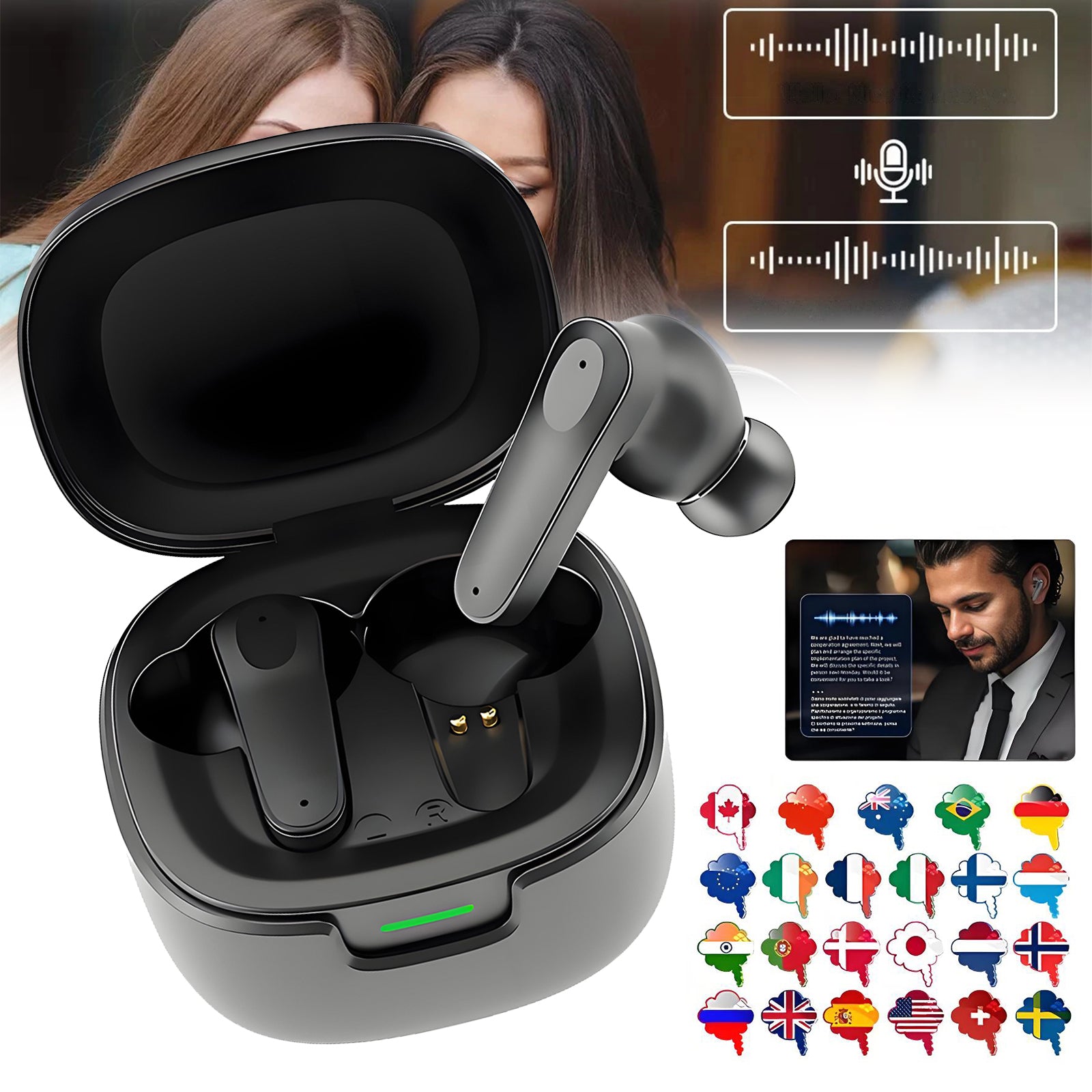 LANGUAGE TRANSLATOR HEADPHONES SMART ELECTRONIC TRANSLATOR Manufacturer code 99OOP88