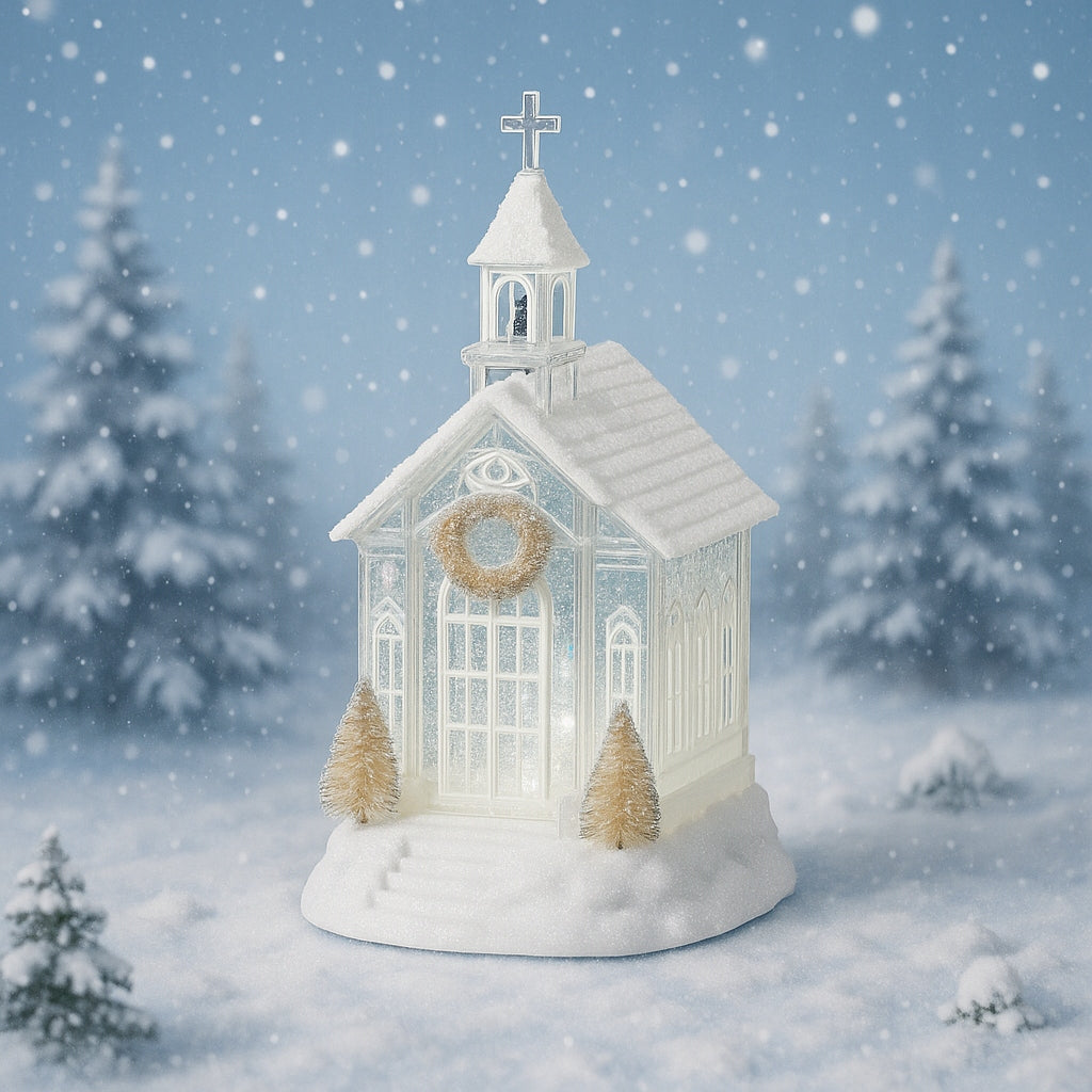 LANTERN MUSIC BOX CHURCH CHRISTMAS ORNAMENT GLOWS CAROL GAME