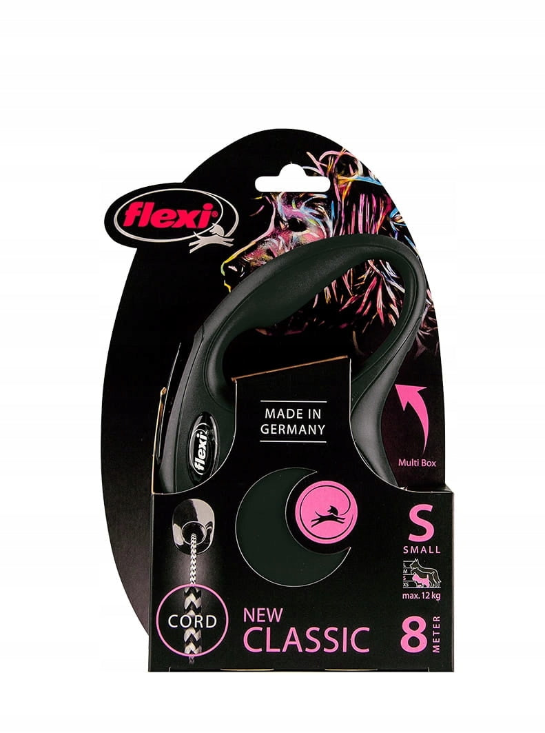 LANYARD FLEXI Classic BLACK S 8m CABLE up to 12kg Brand Flexi
