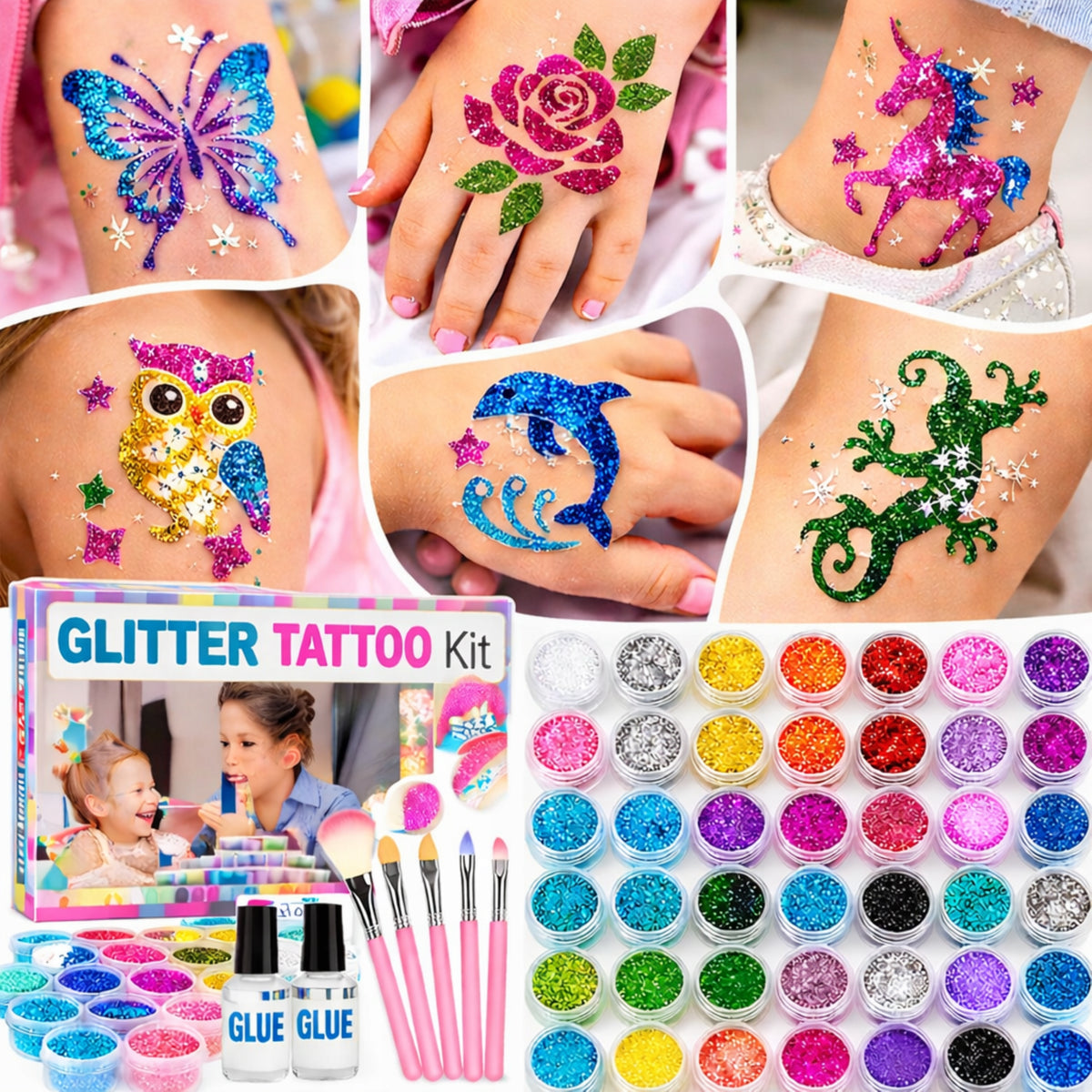 LARGE 2 SETS FOR GLITTER TATTOOS TEMPLATES 240 PCS TATTOOS GLITTER XXXL