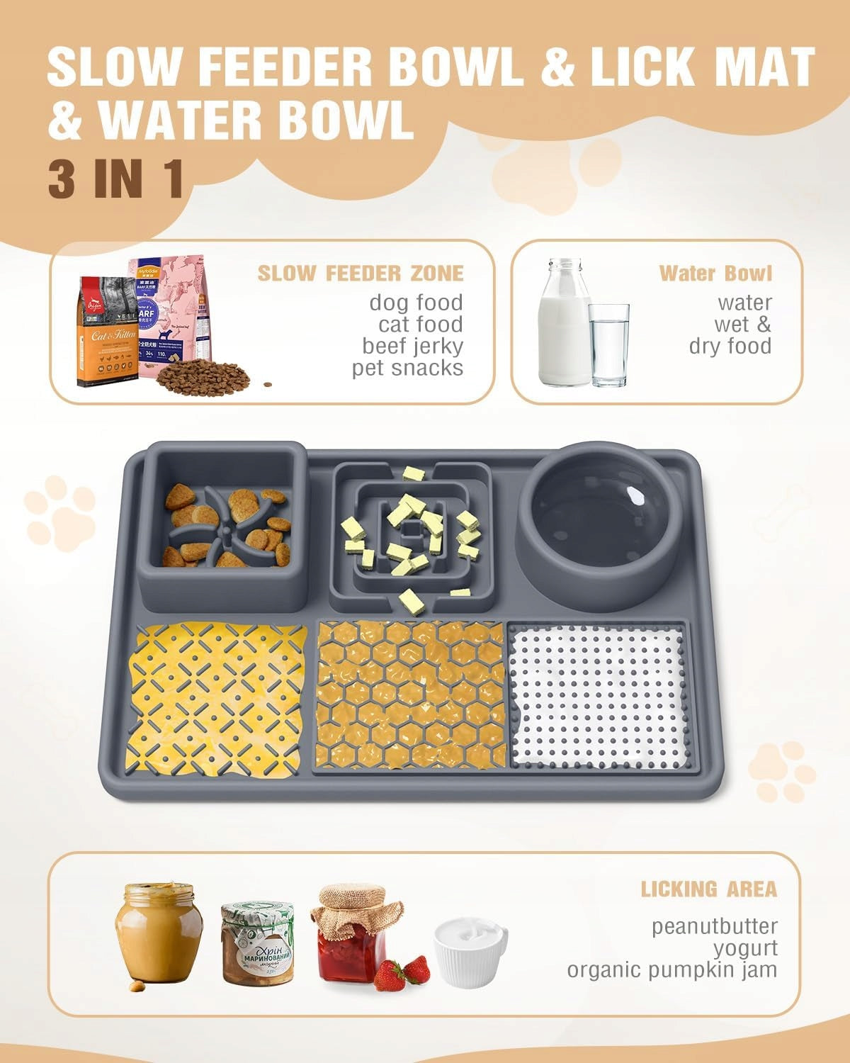 LARGE 2IN1 CAT DOG MAT FOR LICKING AND FEEDING FOOD SLOWING BOWL Manufacturer code DM-M-SJ