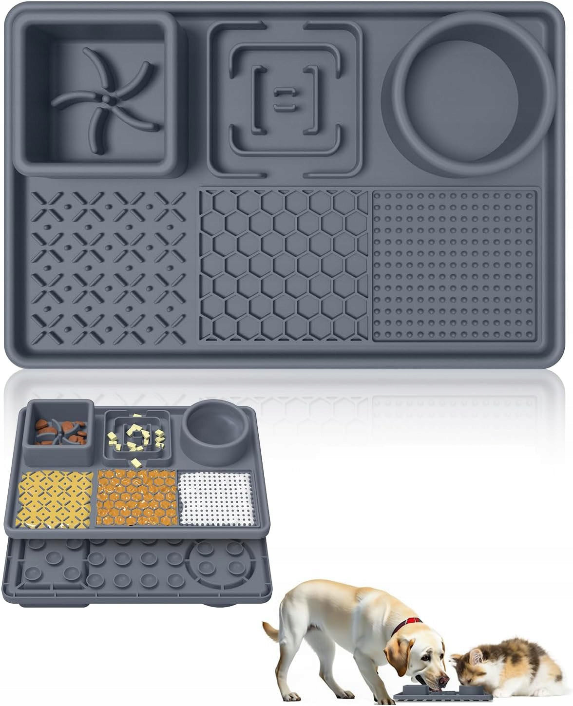 LARGE 2IN1 CAT DOG MAT FOR LICKING AND FEEDING FOOD SLOWING BOWL