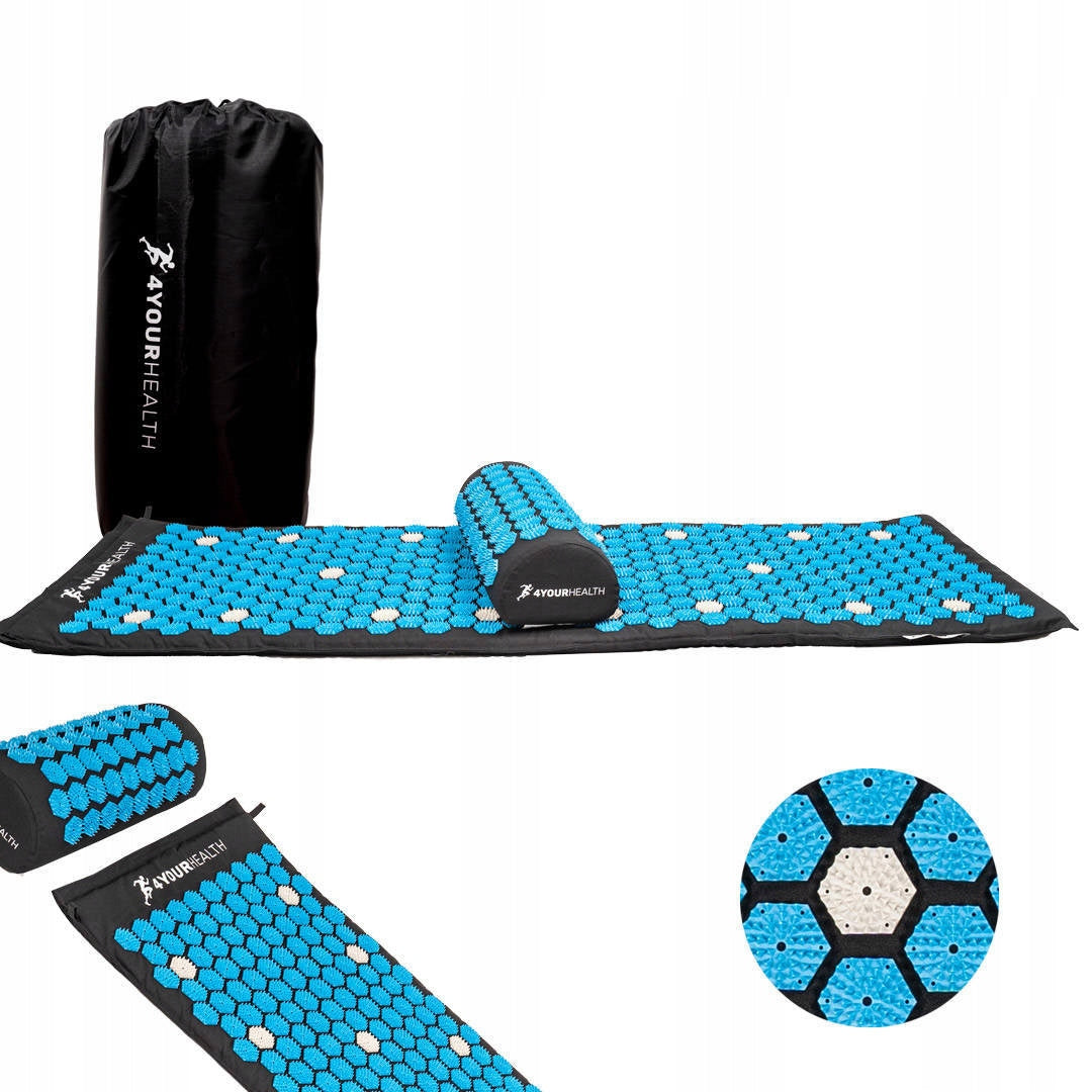 LARGE ACUPRESSURE MAT 4YOURHEALTH FOR MASSAGE WITH SPIKES + PILLOW