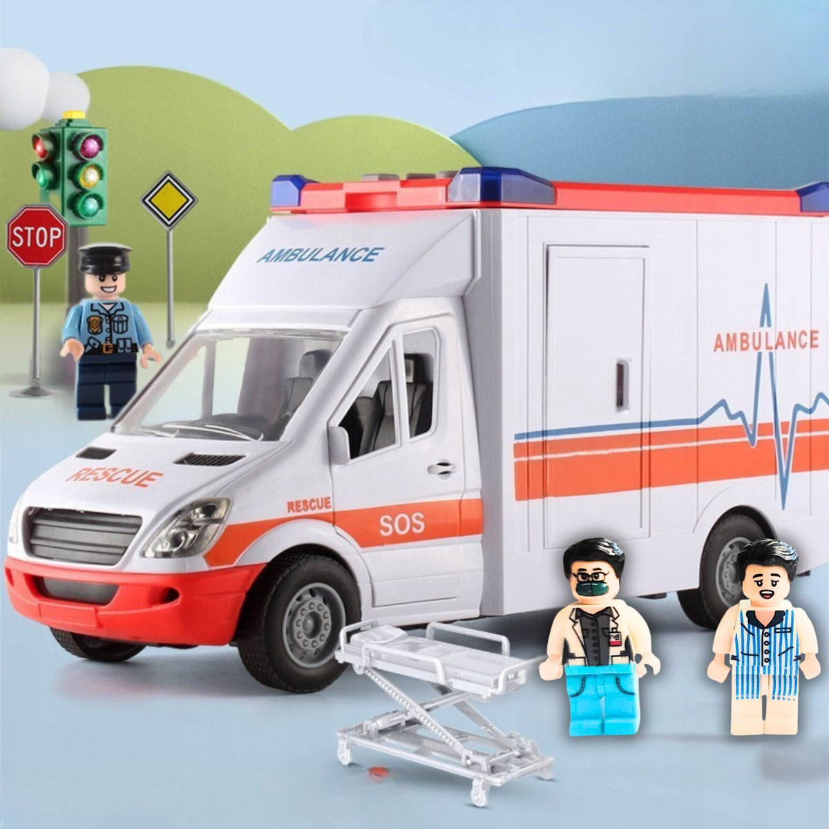 LARGE AMBULANCE INTERACTIVE AUTO RESCUE PATIENT POLICE OFFICER STRETCHER Manufacturer code AMB2A
