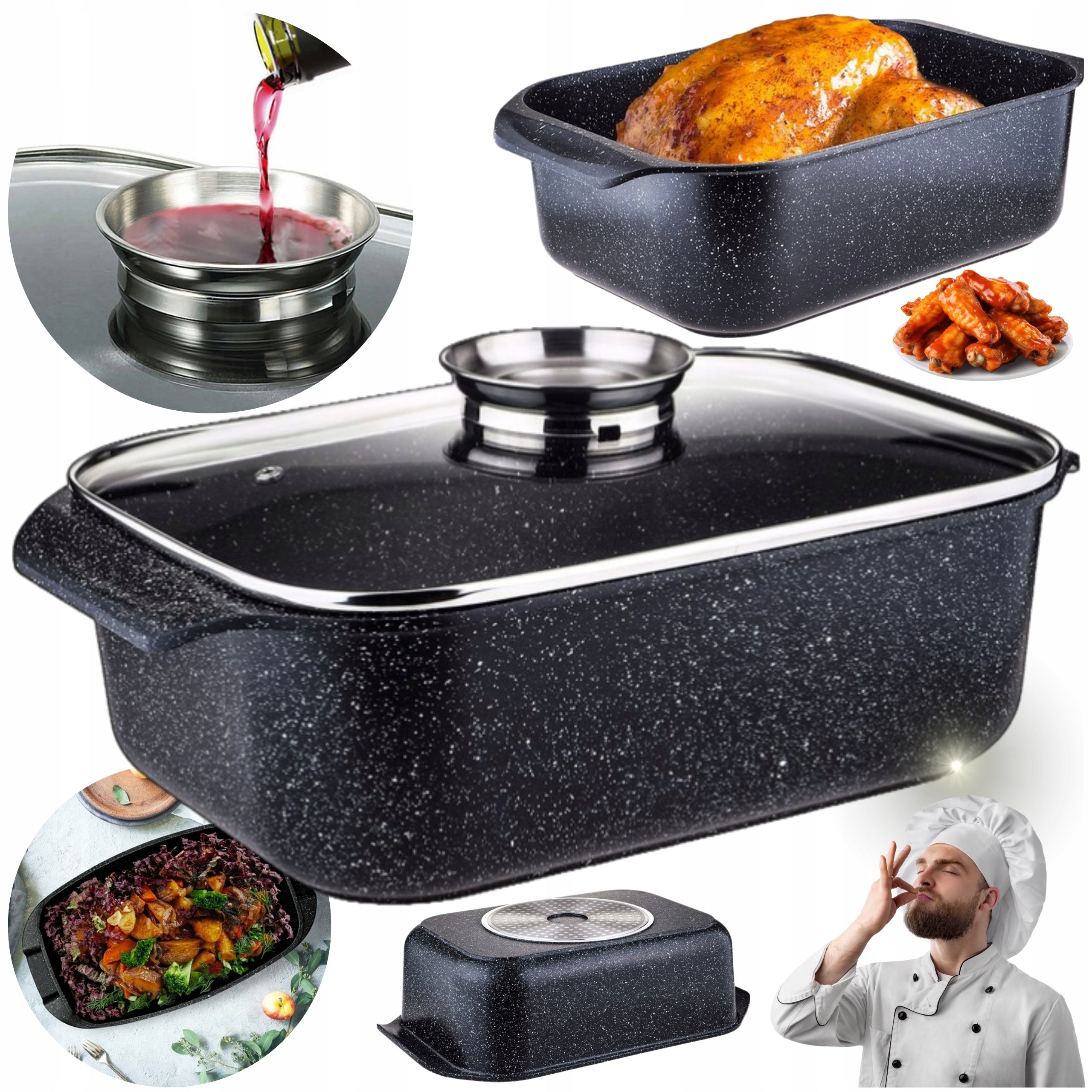 LARGE BAKING PAN 7.7L NON-STICK GAS INDUCTION 34Ø