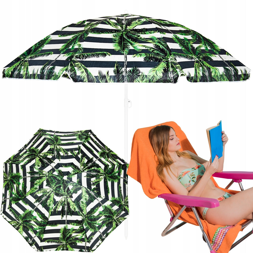 LARGE BEACH UMBRELLA FOLDING GARDEN BROKEN HAMMERED TO THE BEACH TERRACE 220 cm