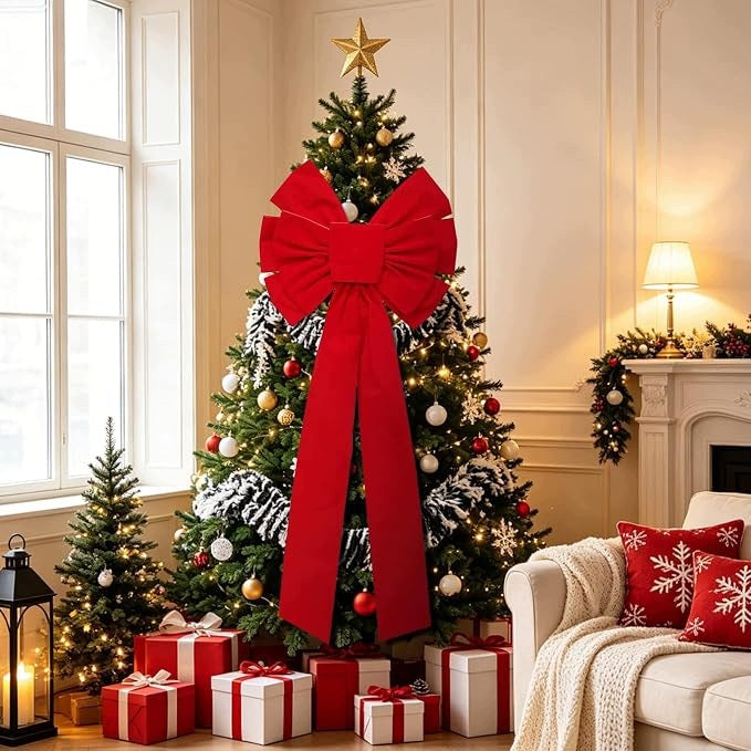 LARGE BOW RED VELOUR FOR VALENTINE'S DAY WEDDING DOOR CHRISTMAS TREE Packaging status original