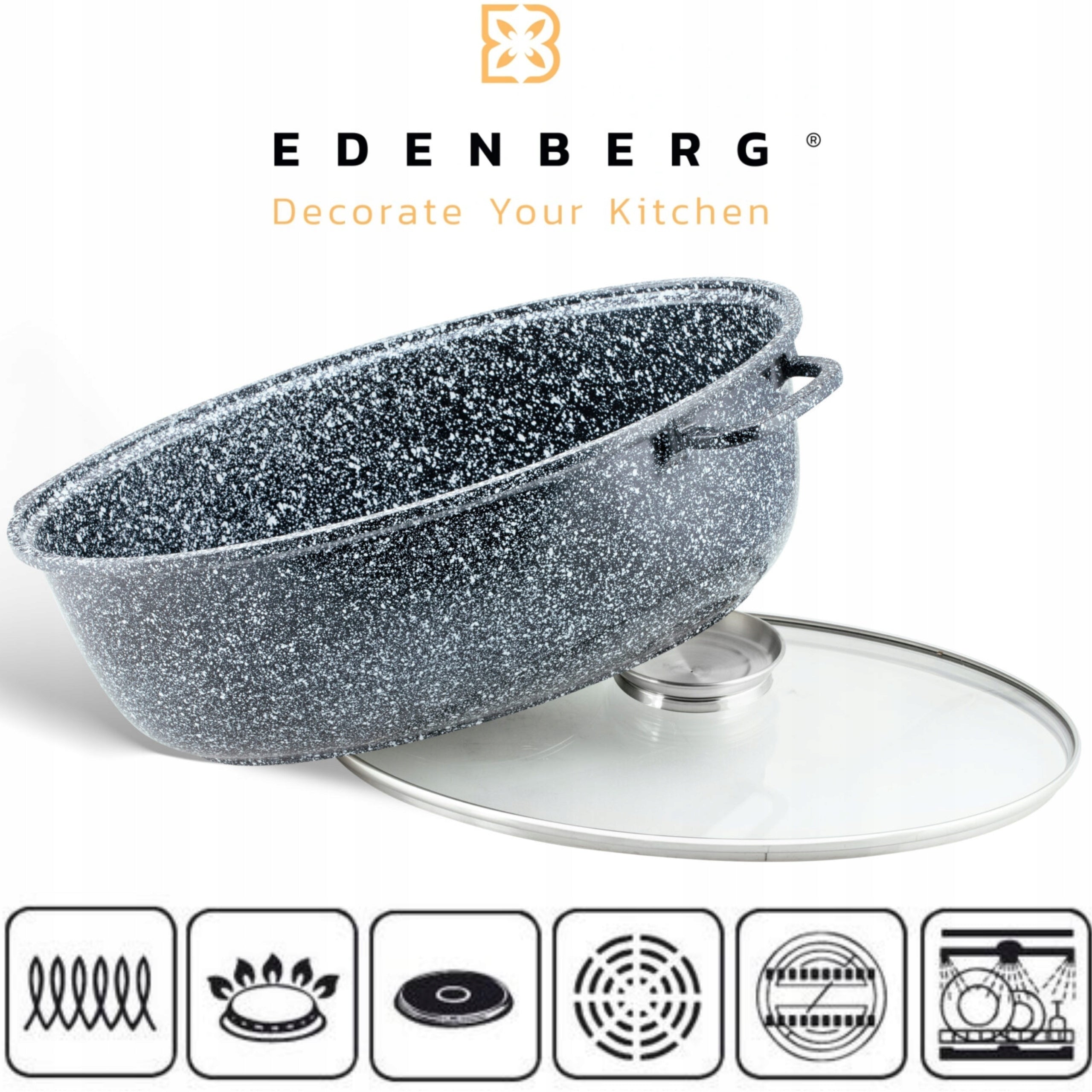 LARGE Brittany GOOSEBERRY EDENBERG NONSTICK MARBLE AROMA 38cm 8.0L EAN (GTIN) 5904268952314