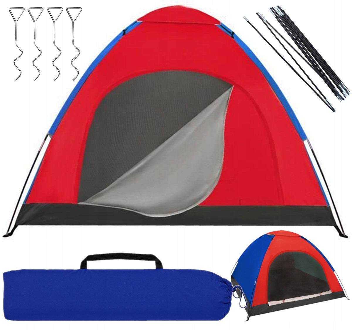 LARGE CAMPING HIKING TENT IGLO FOUR-PERSON 190x190 SET +BAG Kind travel