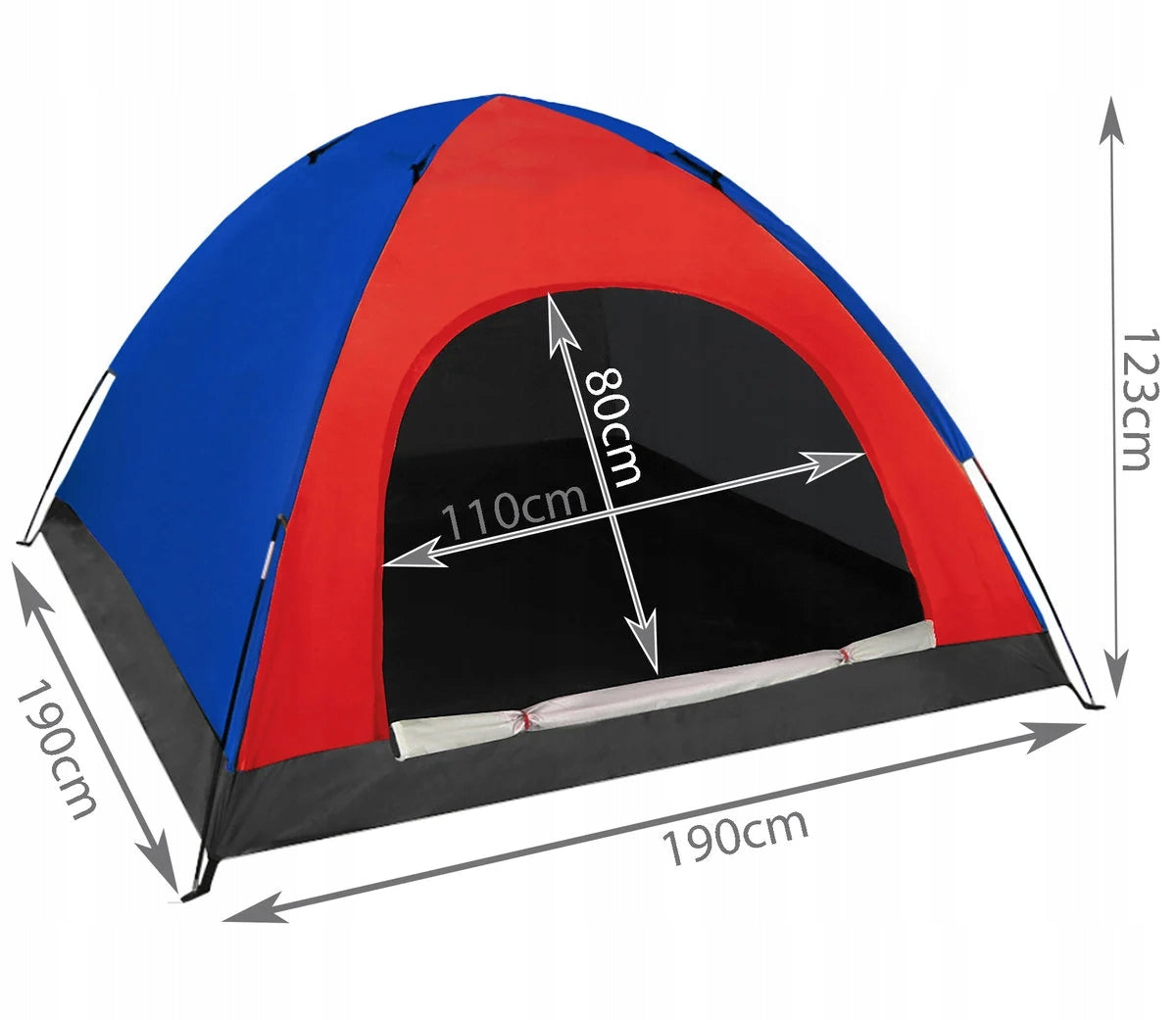 LARGE CAMPING HIKING TENT IGLO FOUR-PERSON 190x190 SET +BAG Model D542