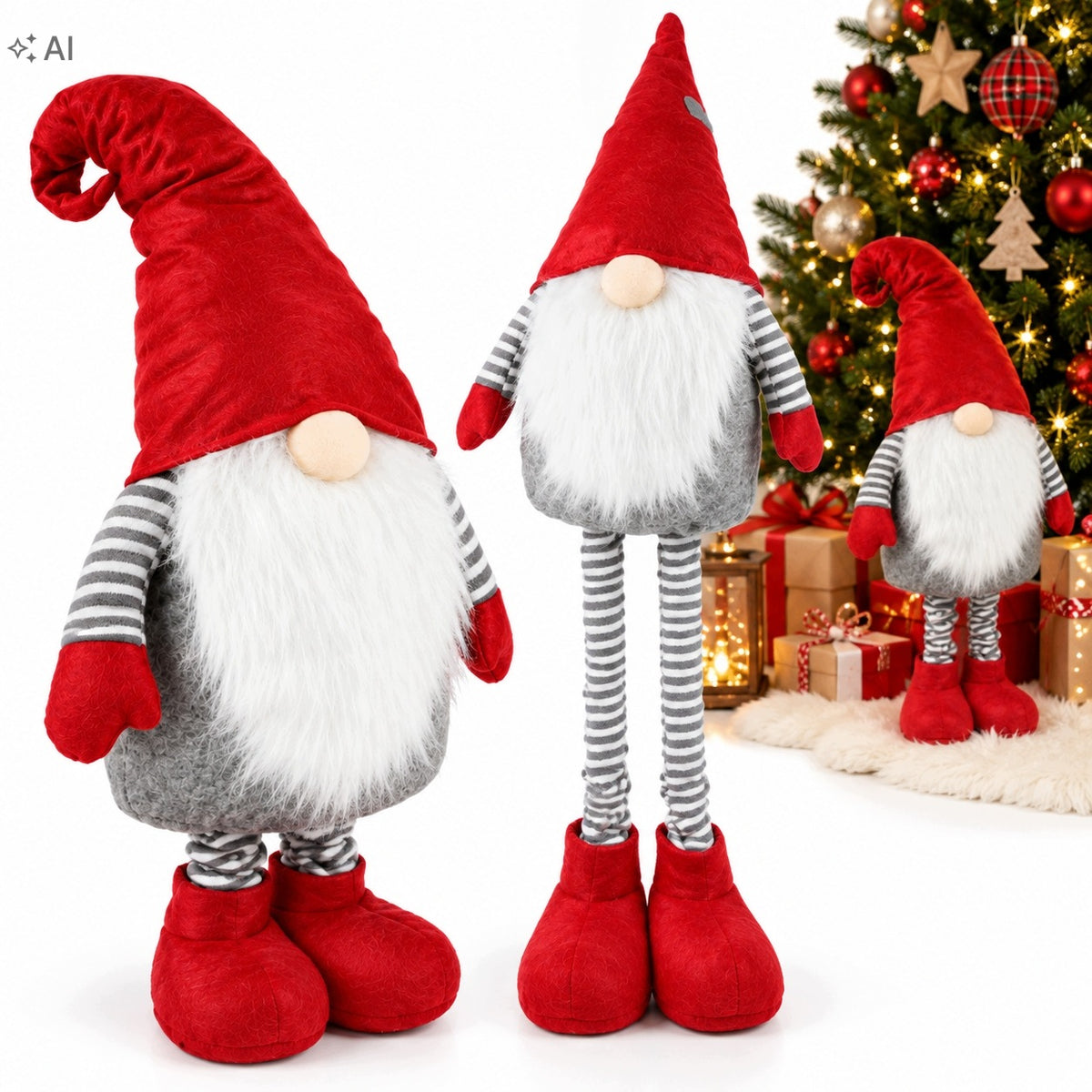 LARGE CHRISTMAS GNOME 105CM CHRISTMAS DECORATION TELESCOPIC LEGS GNOME