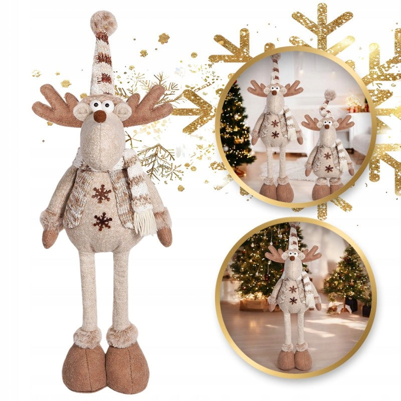 LARGE CHRISTMAS GNOME MOOSE TELESCOPIC LEGS GNOME ORNAMENT EXTENDABLE 60cm