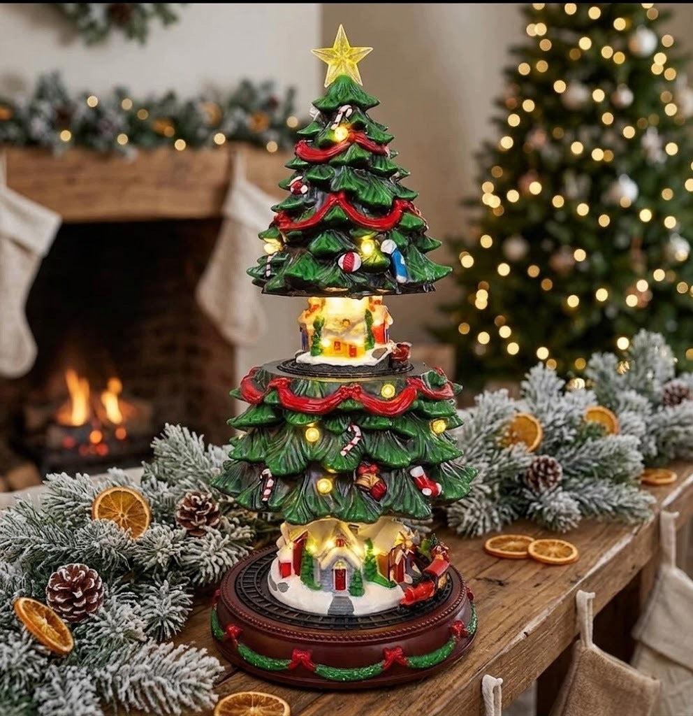 LARGE CHRISTMAS TREE 53 CM MOVING TRAIN TOWN Packaging status original