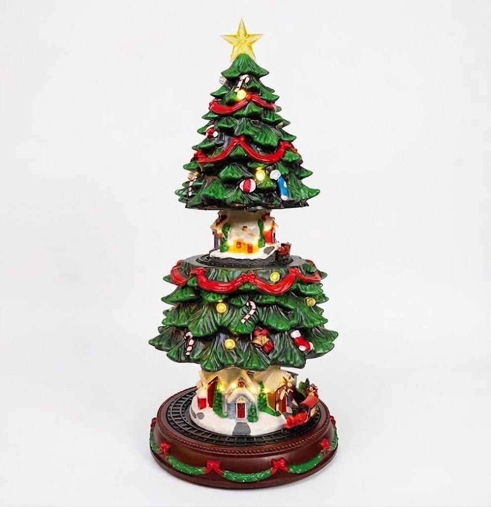 LARGE CHRISTMAS TREE 53 CM MOVING TRAIN TOWN