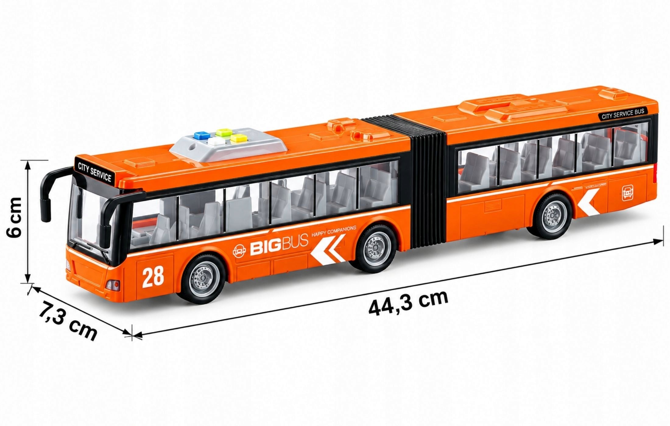 LARGE CITY ARTICULATED BUS 46 CM CITY SOUNDS OF LIGHT OPENING DOORS Kid's age 3+ years