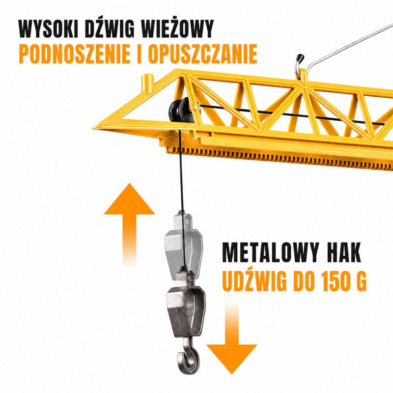 LARGE CRANE TOWER CRANE REMOTE CONTROLLED REMOTE CONTROL USB BATTERY 1,28 METERS Brand no brand