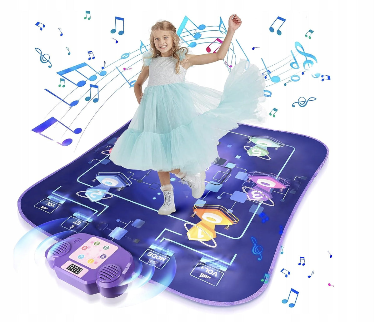 LARGE DANCE MAT FOR CHILDREN MUSICAL BLUETOOTH NON-SLIP LED TOY Manufacturer code MATA DO NAUKI TAŃCA DLA DZIECI Z BLUETOOTH