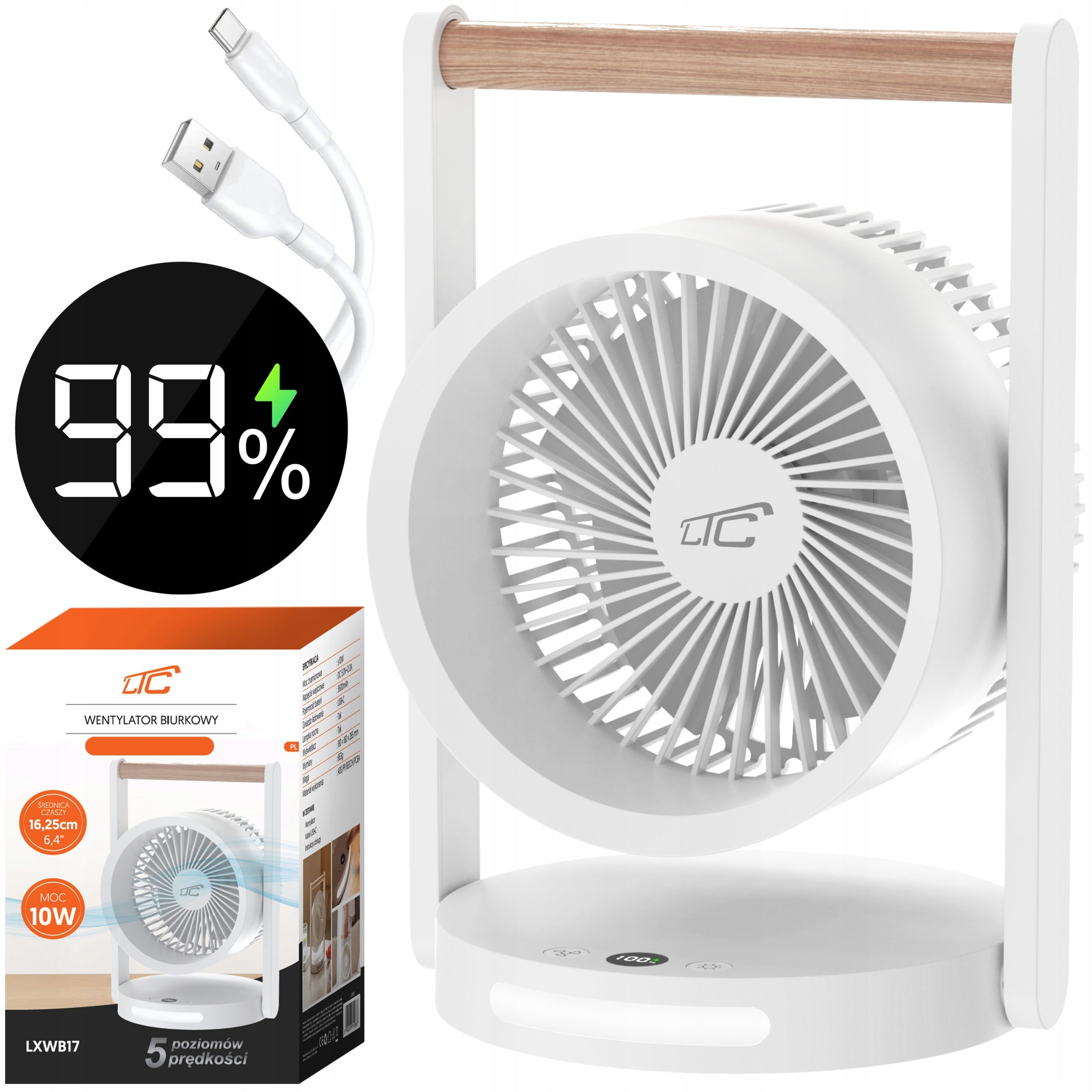 LARGE DESK FAN WIRELESS STANDING BATTERY WITH LAMP
